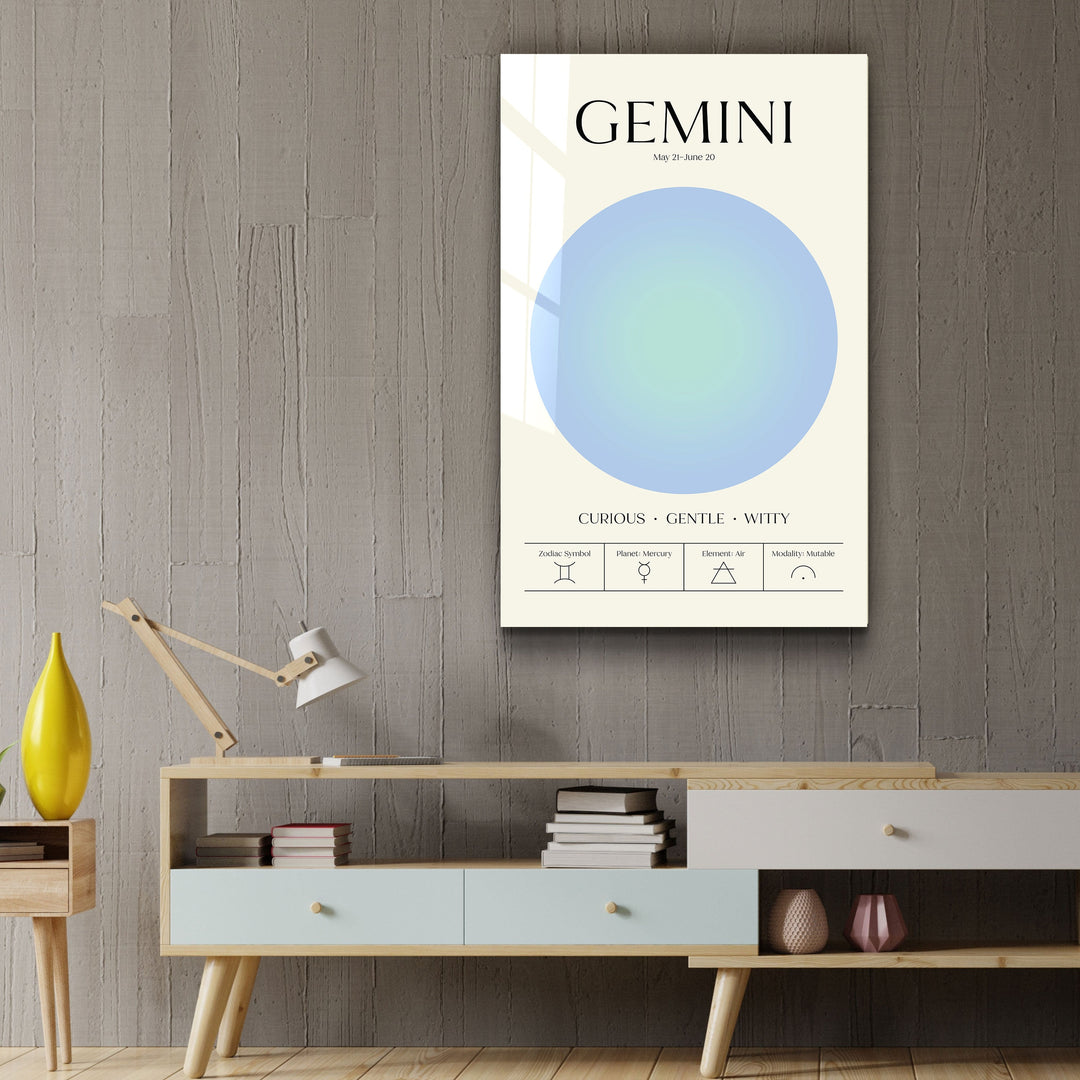 ."Gemini - Aura Collection". Zodiac Glass Wall Art