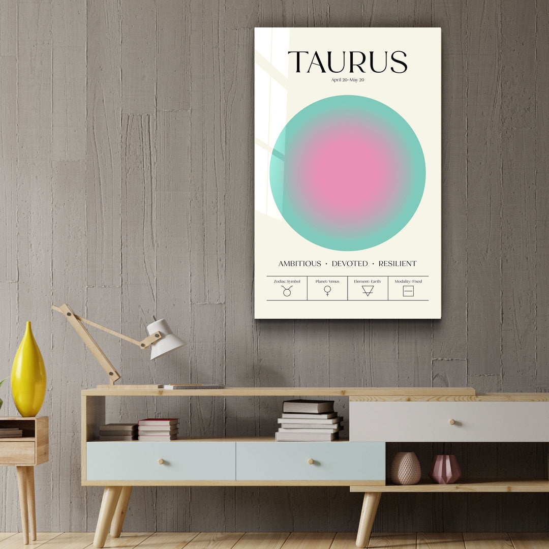 ."Taurus - Aura Collection". Zodiac Glass Wall Art