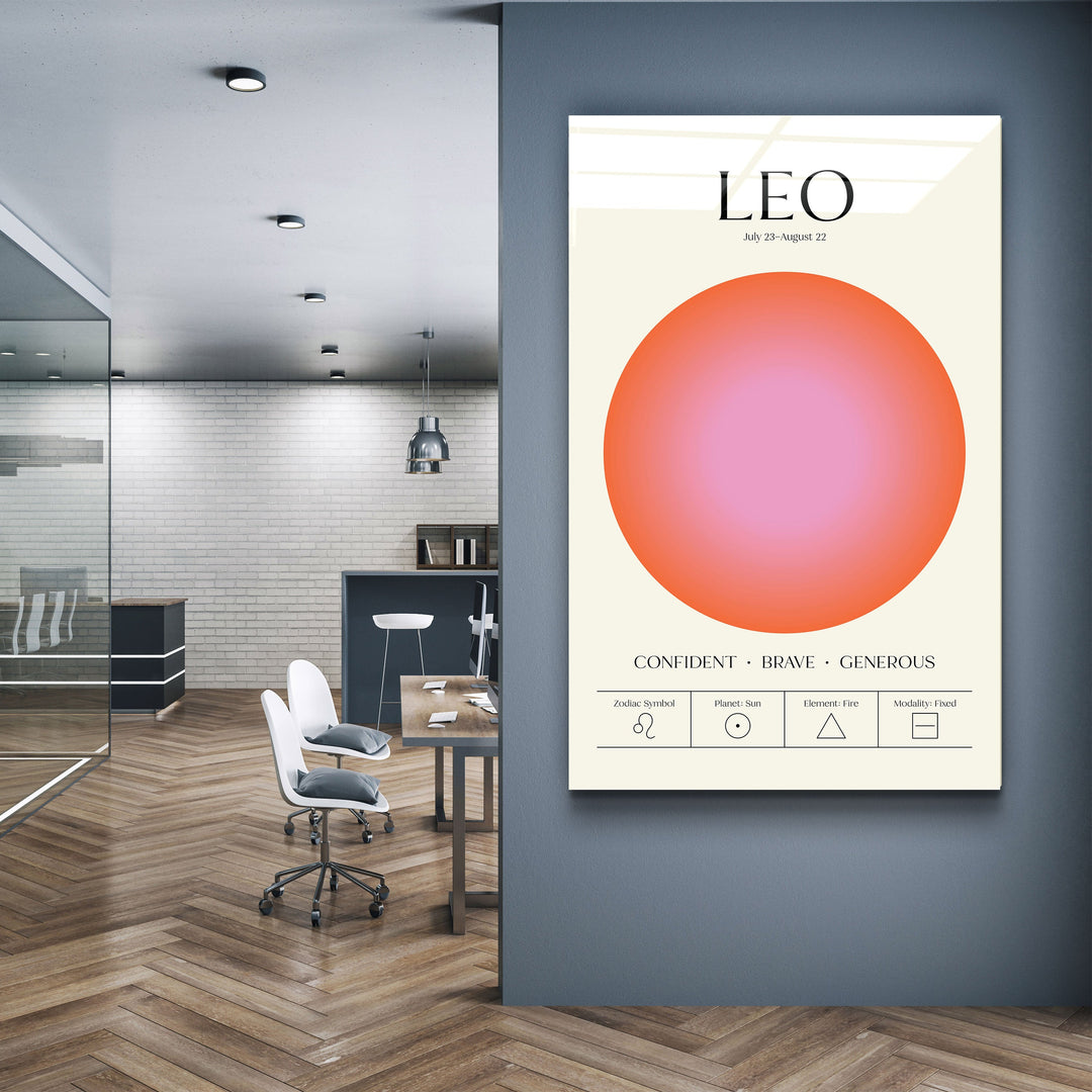 ."Leo - Aura Collection". Zodiac Glass Wall Art