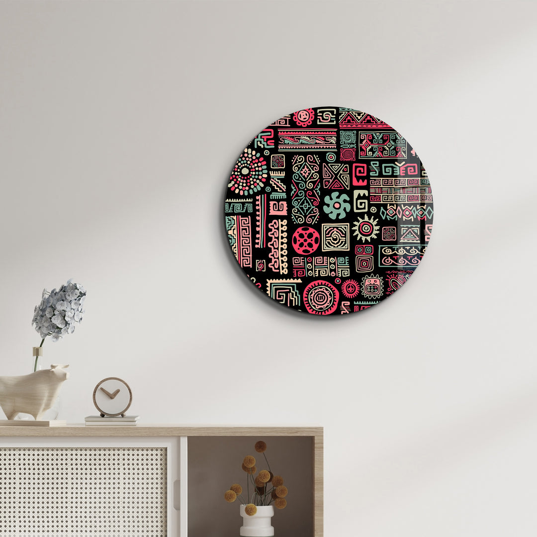 ・"Signs Black Pink"・Rounded Glass Wall Art