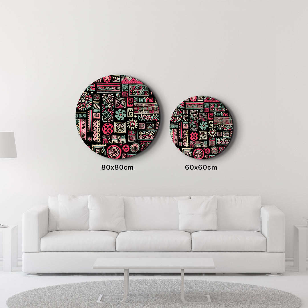 ・"Signs Black Pink"・Rounded Glass Wall Art