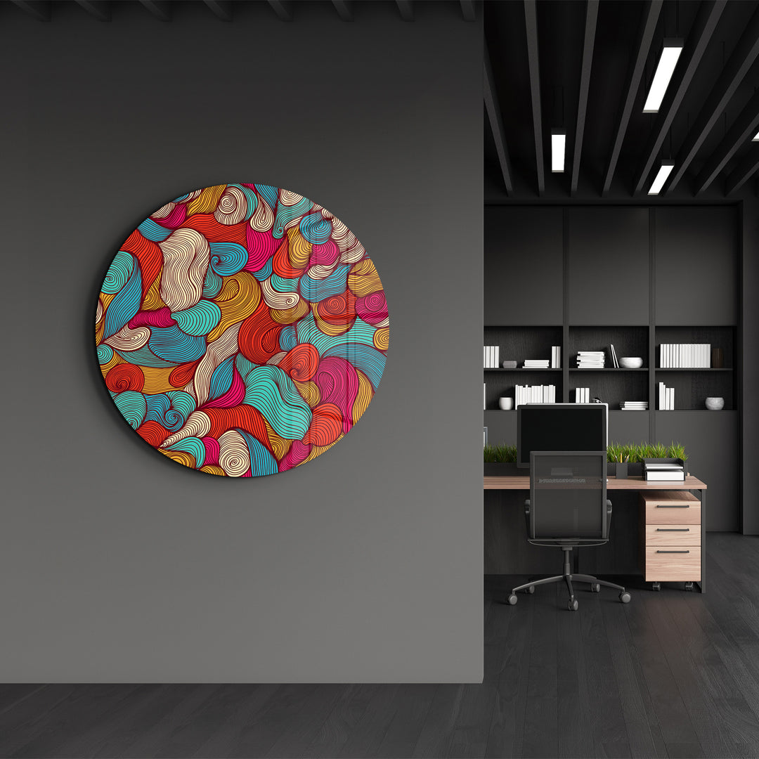 ・"Lines and Colors"・Rounded Glass Wall Art