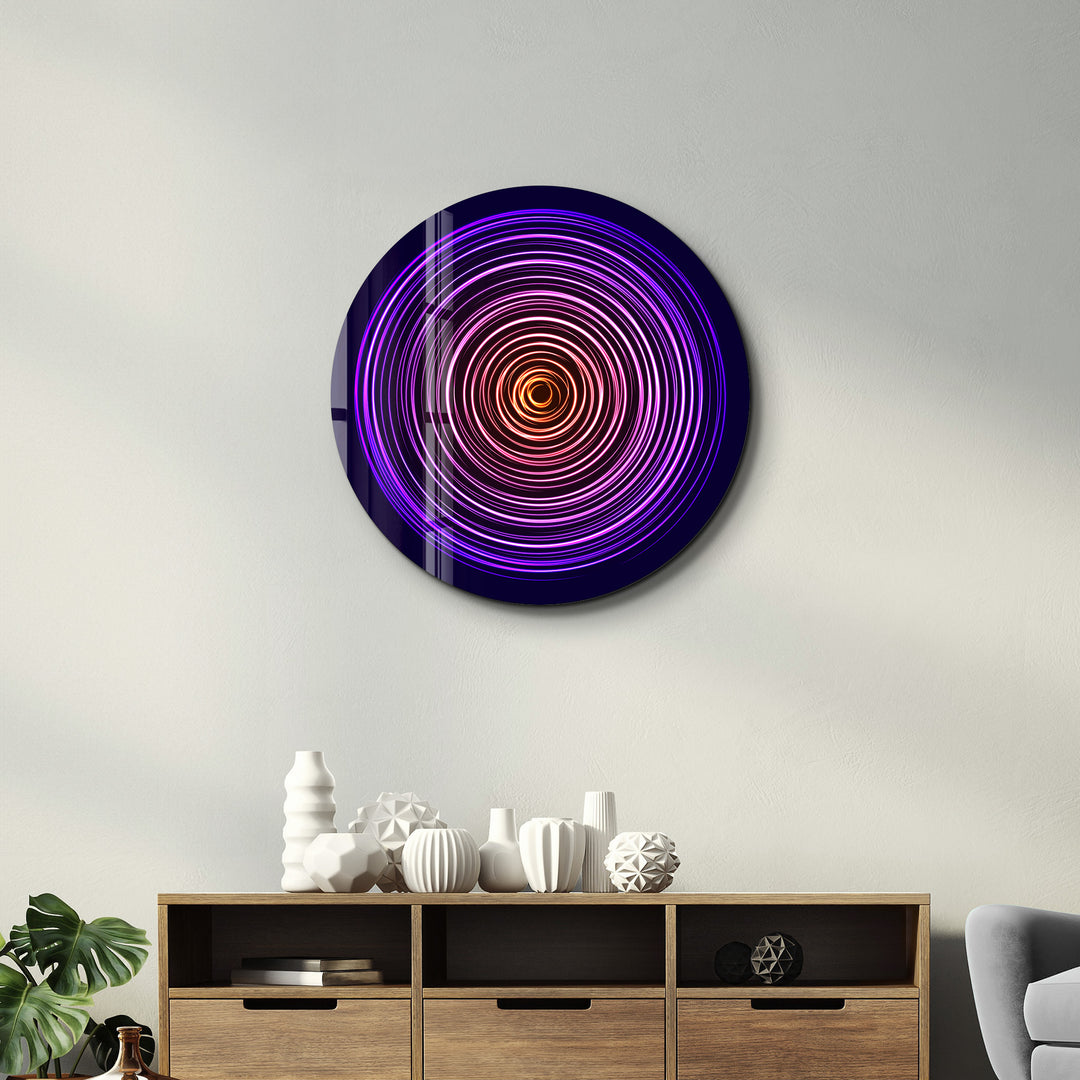 ・"Purple Swirl"・Rounded Glass Wall Art