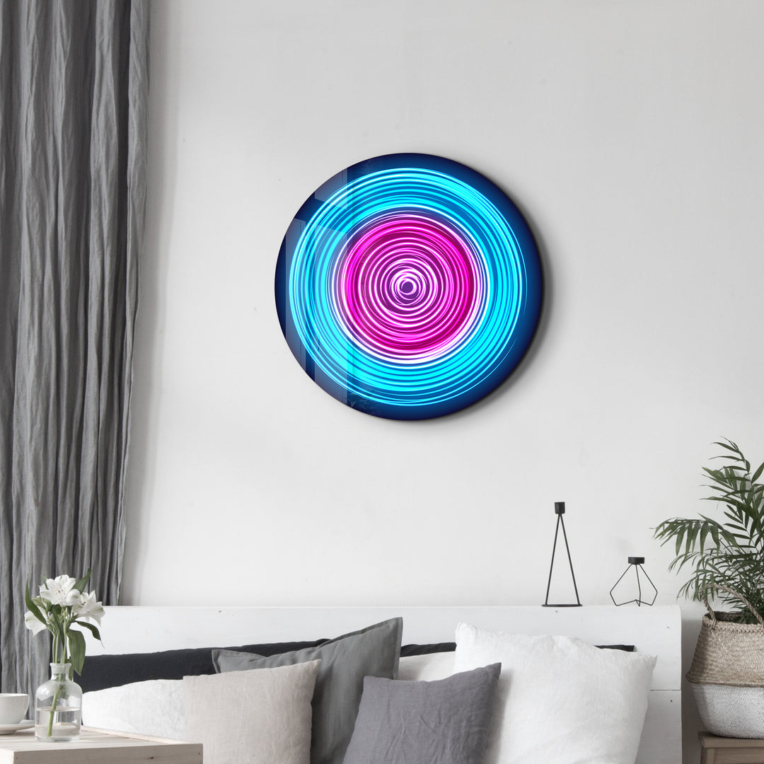 ・"Pink Swirl"・Rounded Glass Wall Art