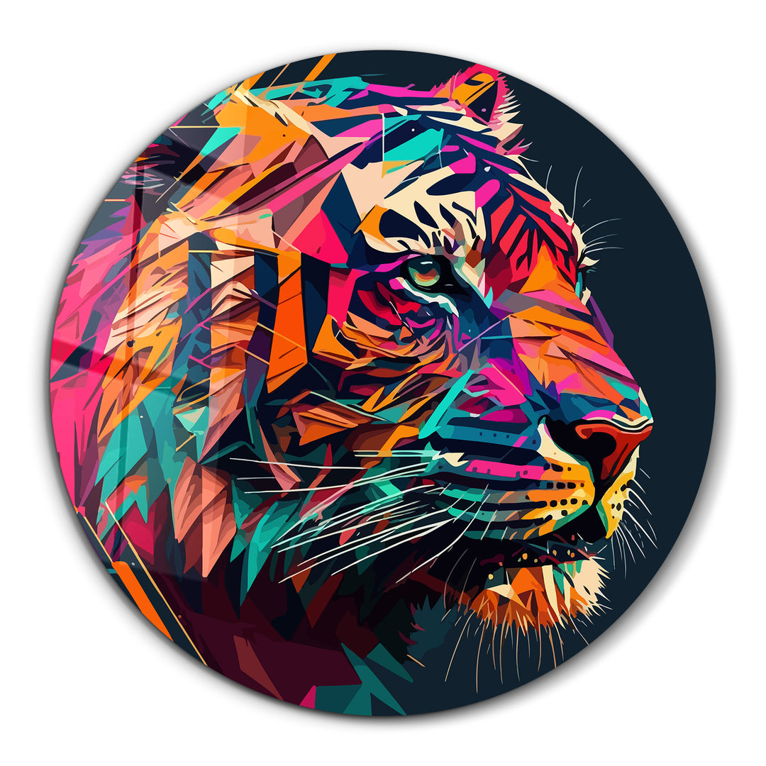 ・"Tiger Illustration"・Rounded Glass Wall Art