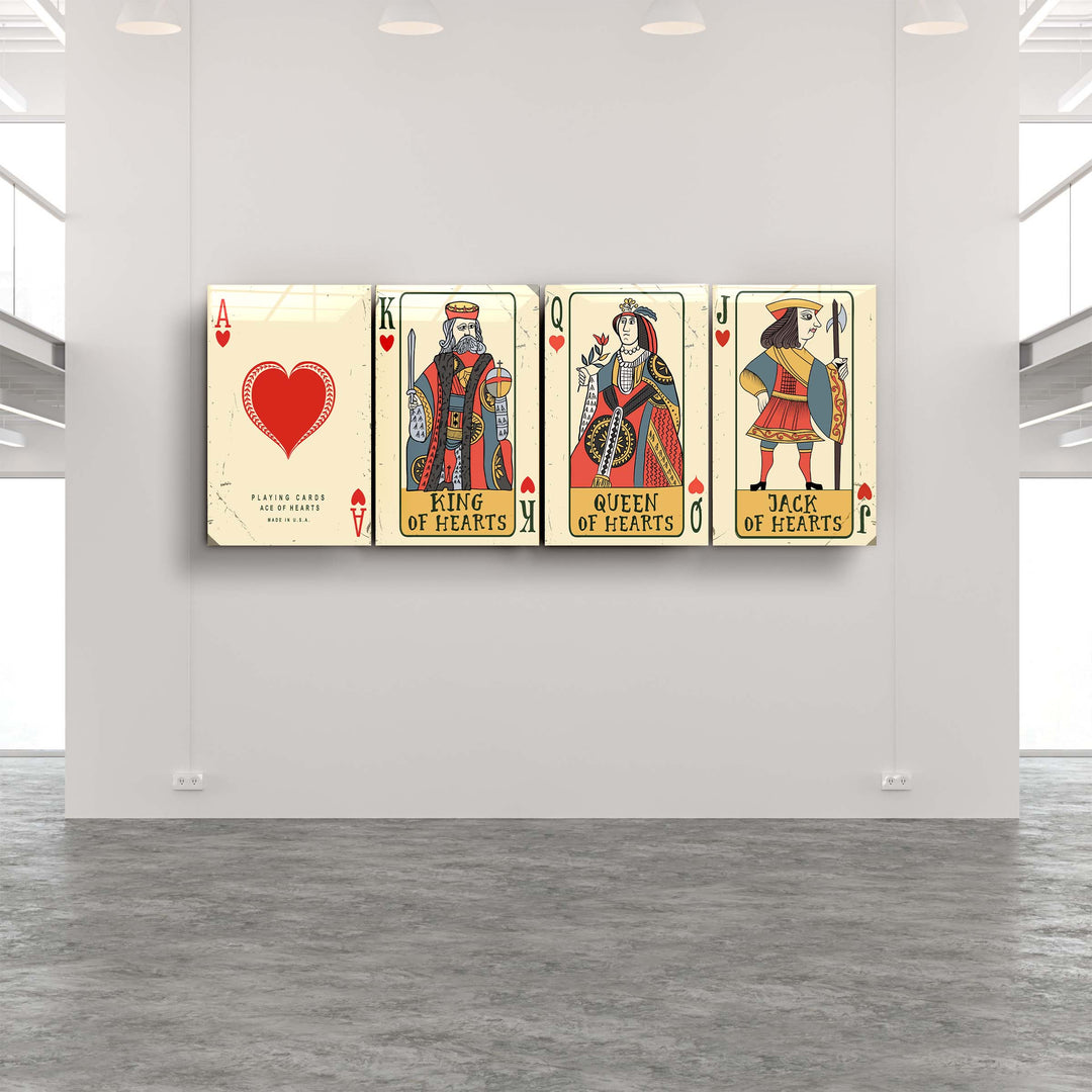 ."Hearts - Poker Cards ". Designers Collection Glass Wall Art