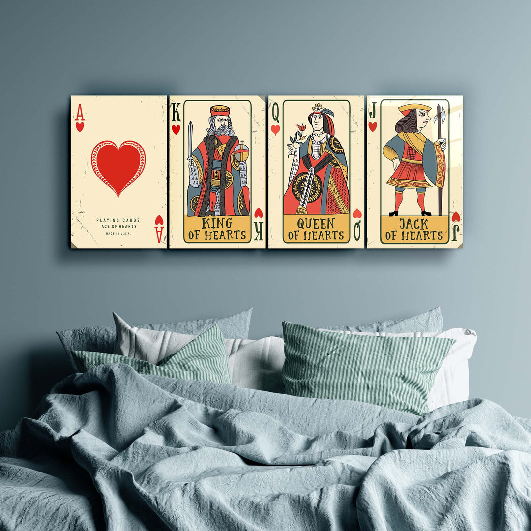 ."Hearts - Poker Cards ". Designers Collection Glass Wall Art