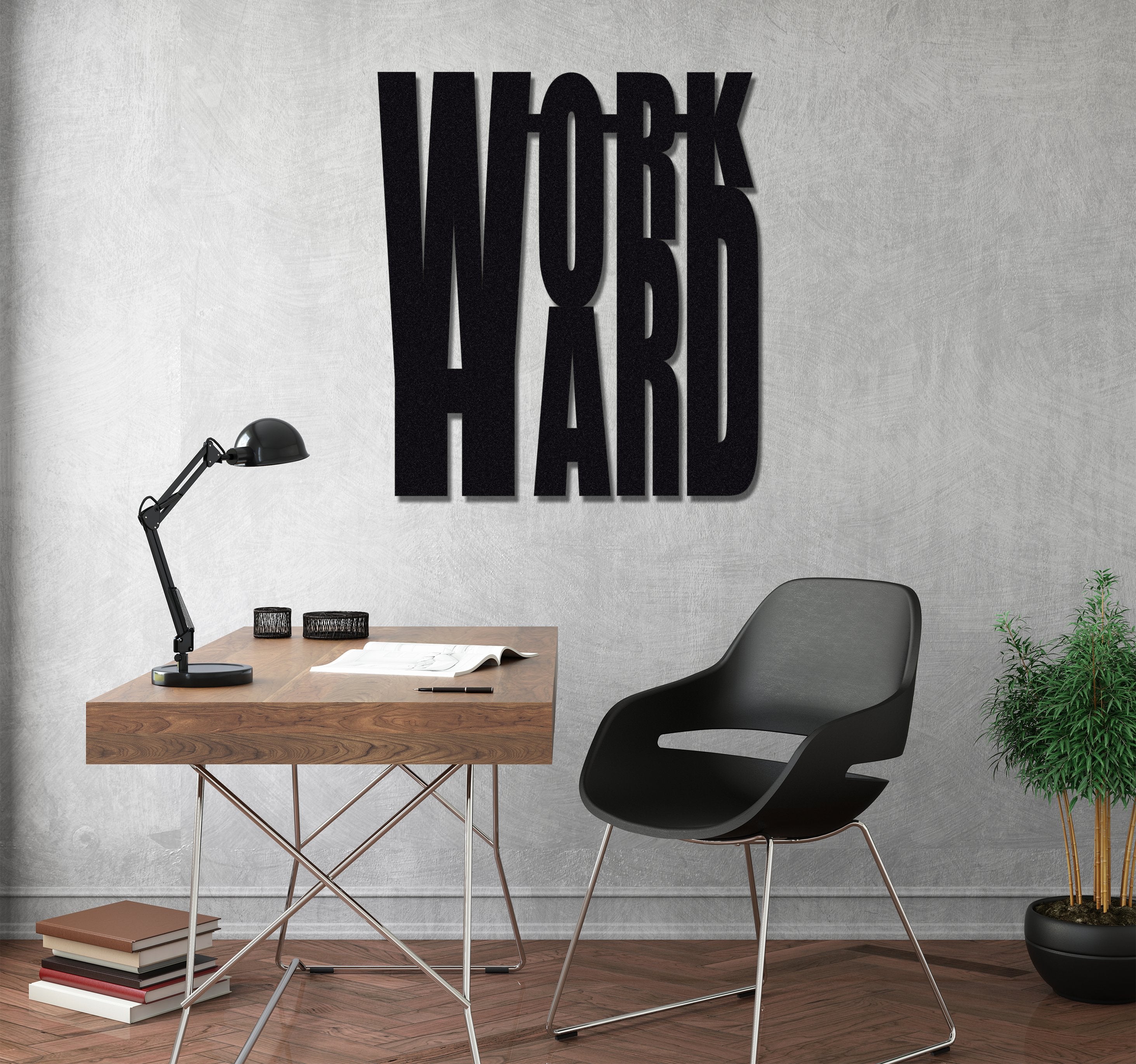 ・"Work Hard"・Premium Metal Wall Art - Limited Edition | Artdesigna Glass Printing Wall Arts.