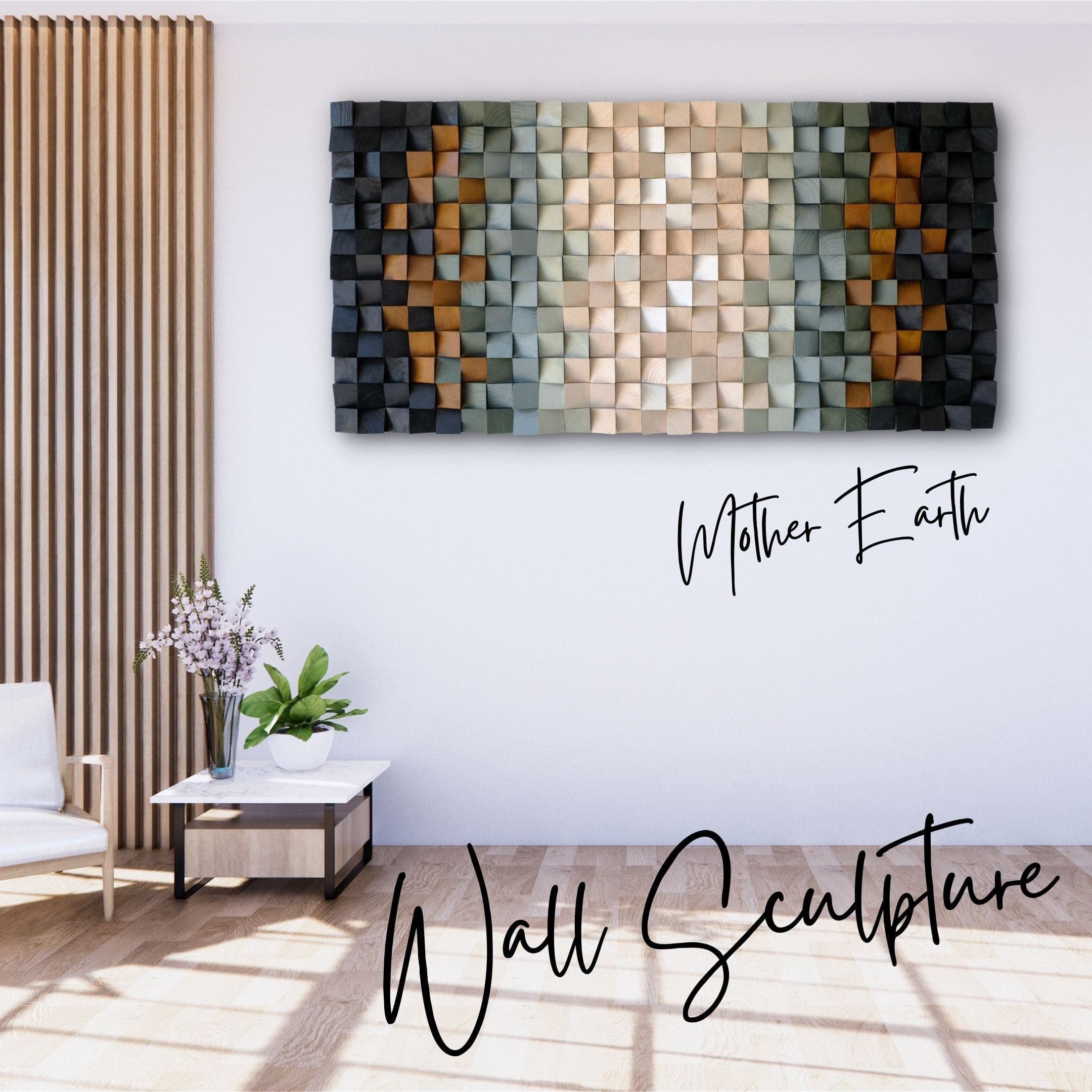 ・"Mother Earth"・Premium Wood Handmade Wall Sculpture - Limited Edition | Artdesigna Glass Printing Wall Arts.