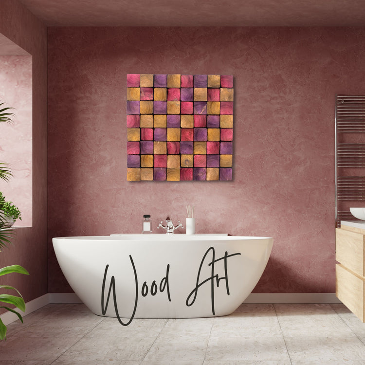 ・"Smoked Pink Wall Sculpture"・Premium Wood Handmade Wall Sculpture | Artdesigna Glass Printing Wall Arts.