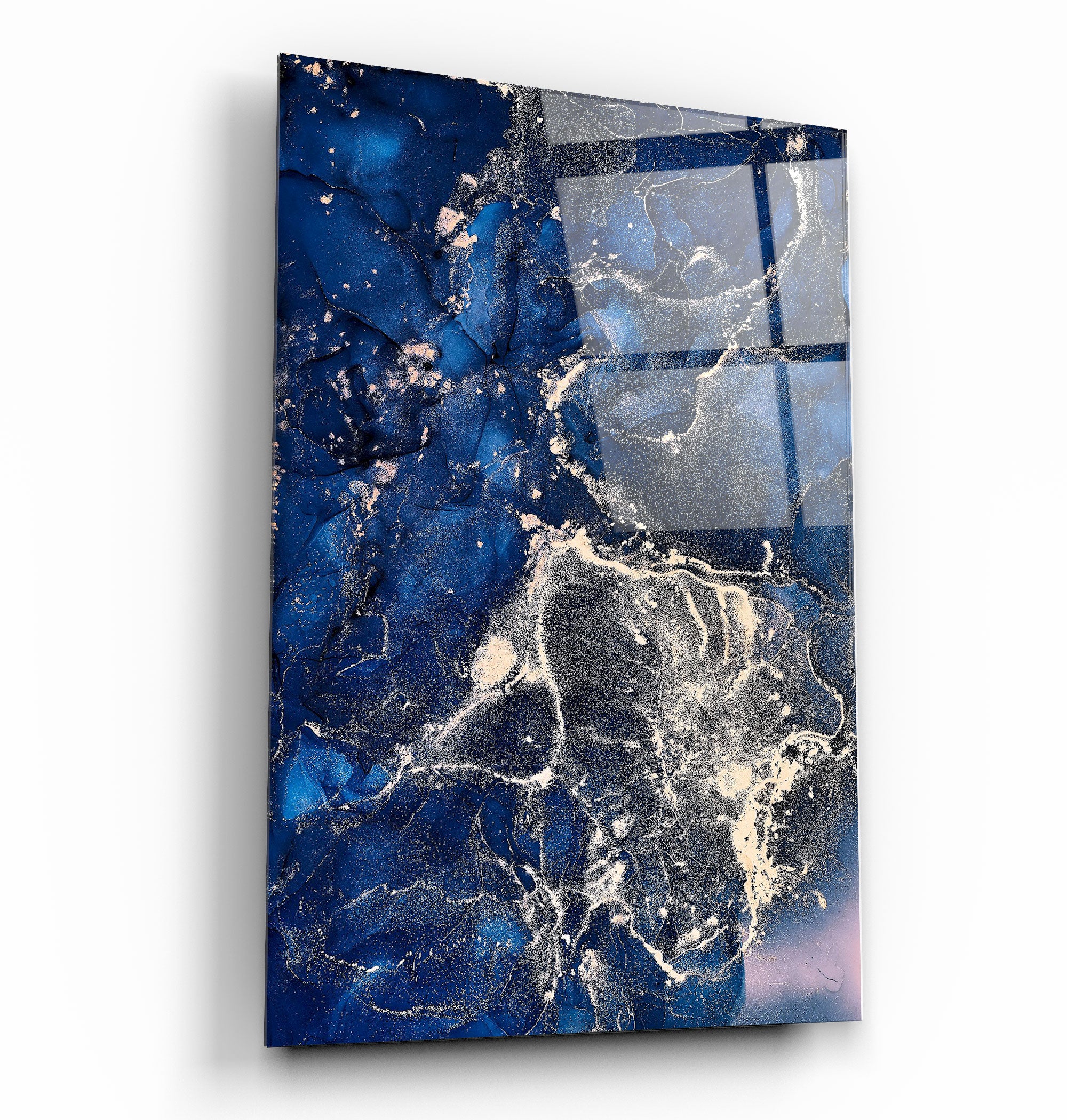 ・"Dark Blue Wave Pattern"・Glass Wall Art | Artdesigna Glass Printing Wall Arts.