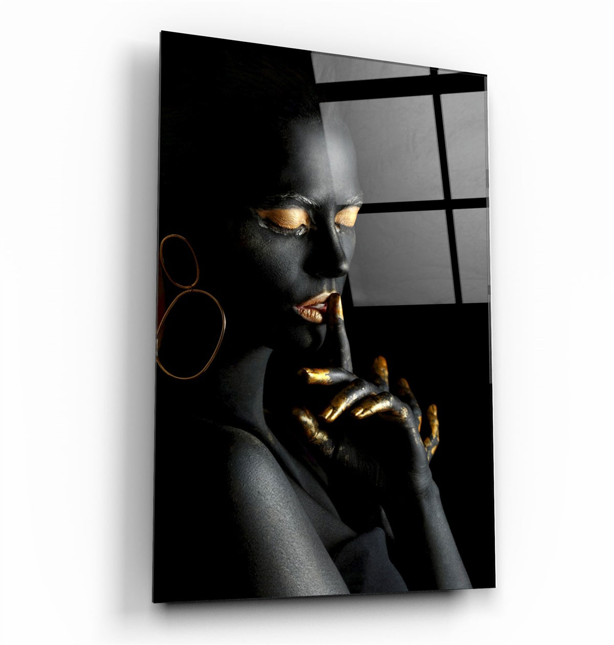 ・"Golden Lips v1"・Glass Wall Art | Artdesigna Glass Printing Wall Arts.