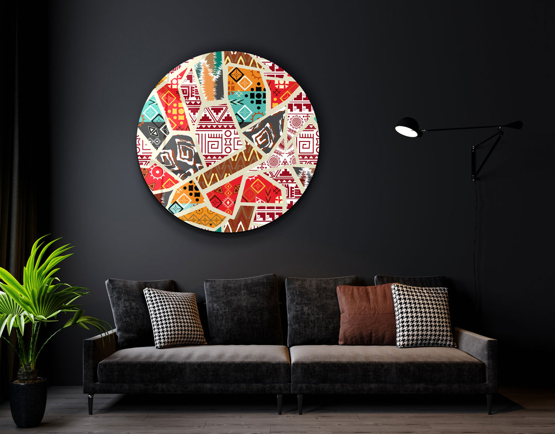 ・"Patchwork"・Rounded Glass Wall Art