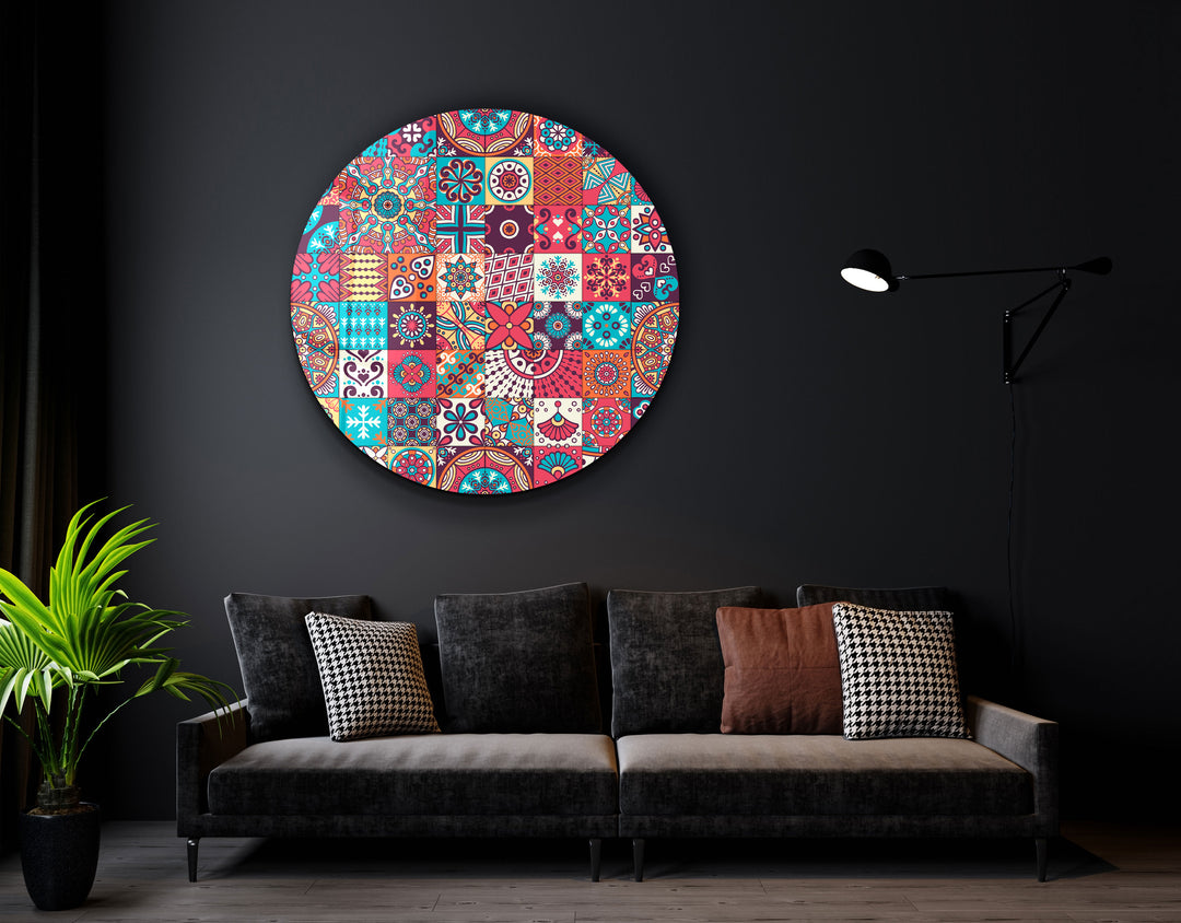 ・"Mosaics"・Rounded Glass Wall Art