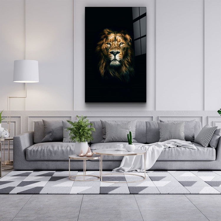 ・"Wild Lion"・Glass Wall Art | Artdesigna Glass Printing Wall Arts.