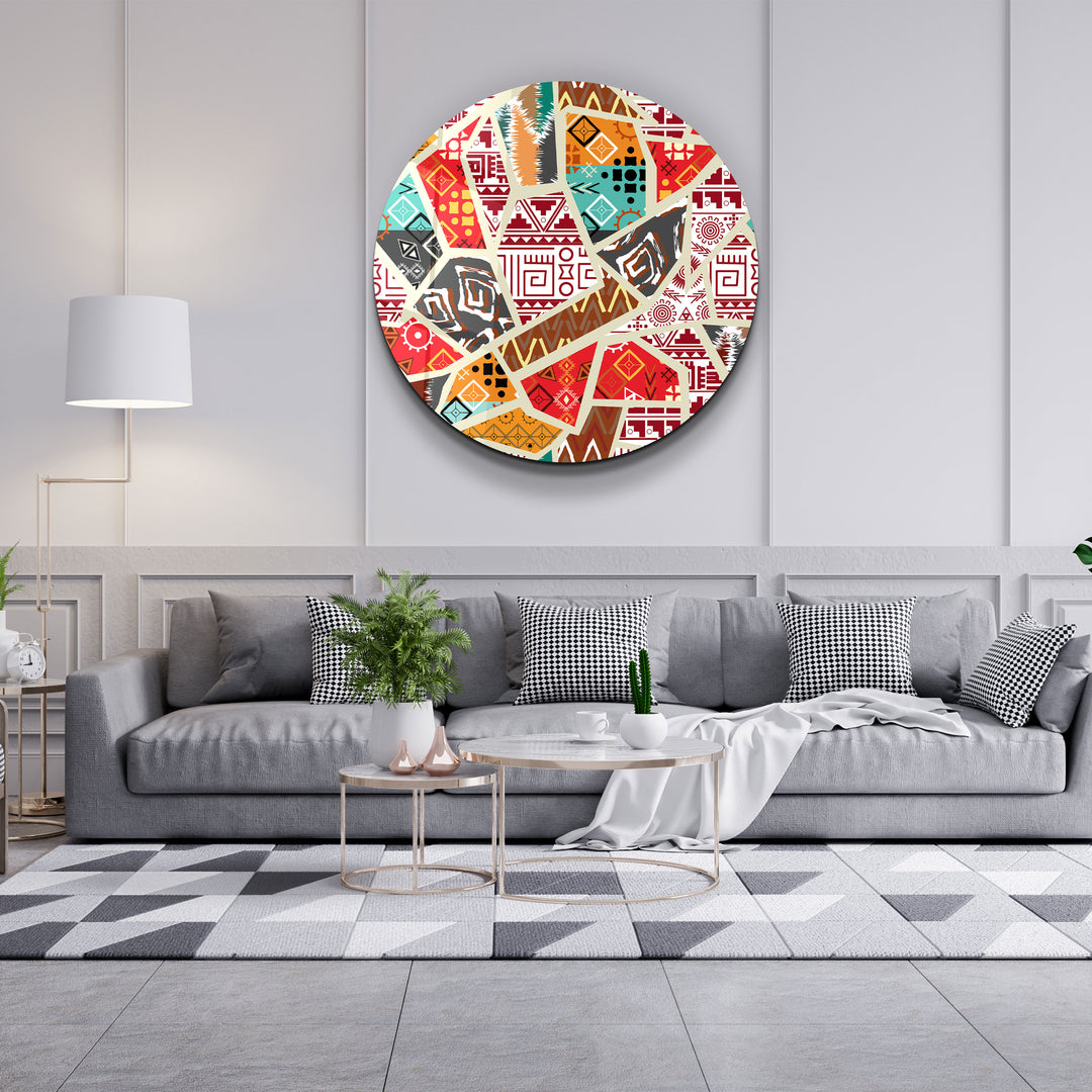 ・"Patchwork"・Rounded Glass Wall Art