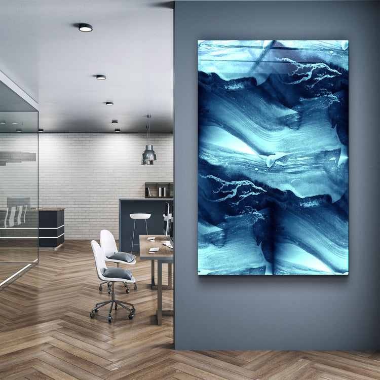・"Abstract Waves"・Glass Wall Art | Artdesigna Glass Printing Wall Arts.