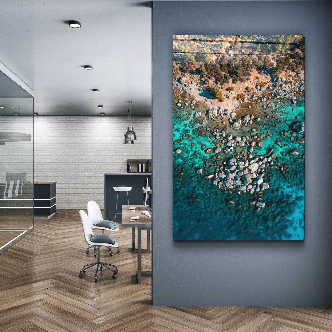 ・"A beautifully tranquil day at Lake Tahoe, CA"・Glass Wall Art