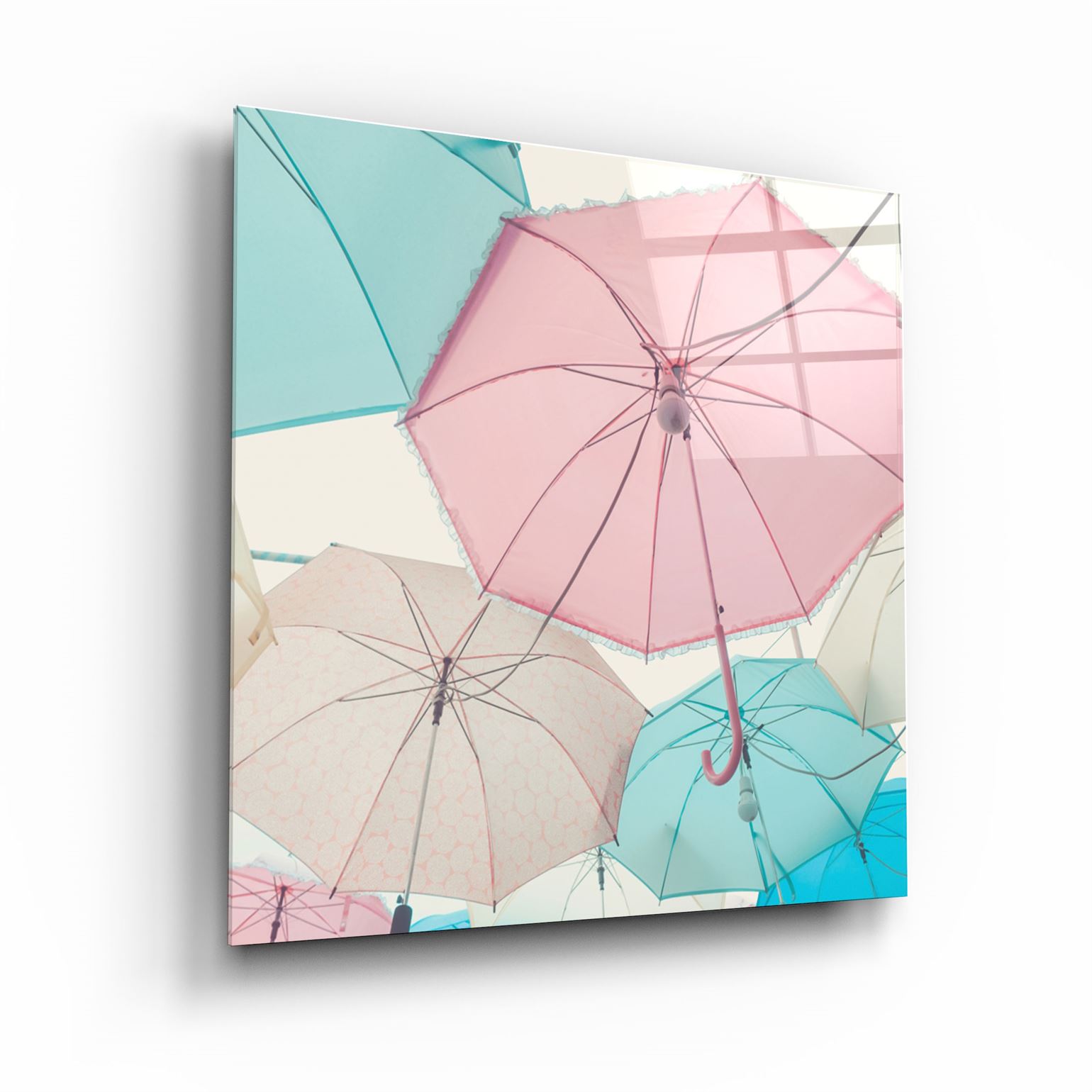・"Colorful Umbrellas"・Glass Wall Art | Artdesigna Glass Printing Wall Arts.