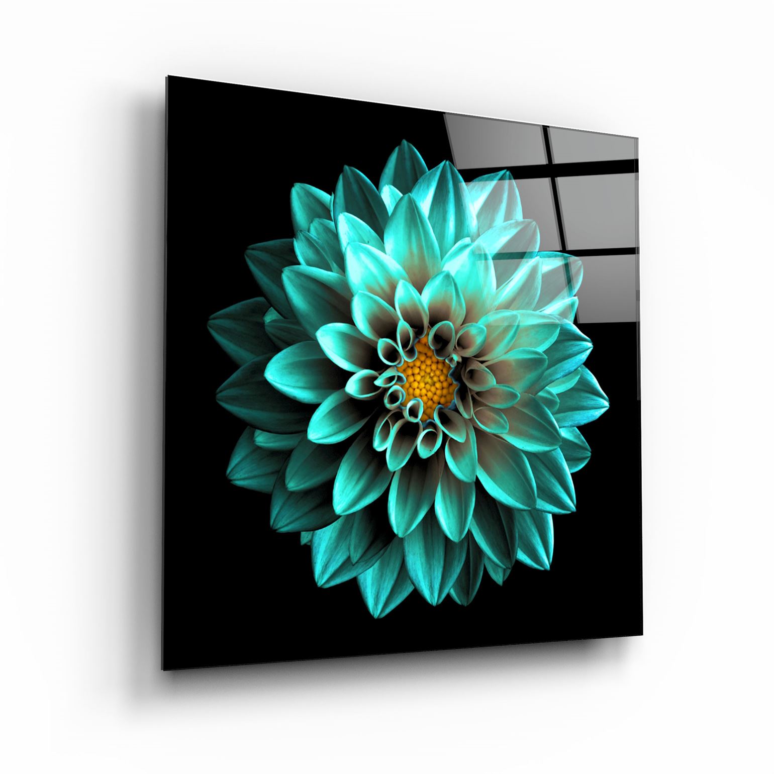 ・"Green Flower"・Glass Wall Art | Artdesigna Glass Printing Wall Arts.