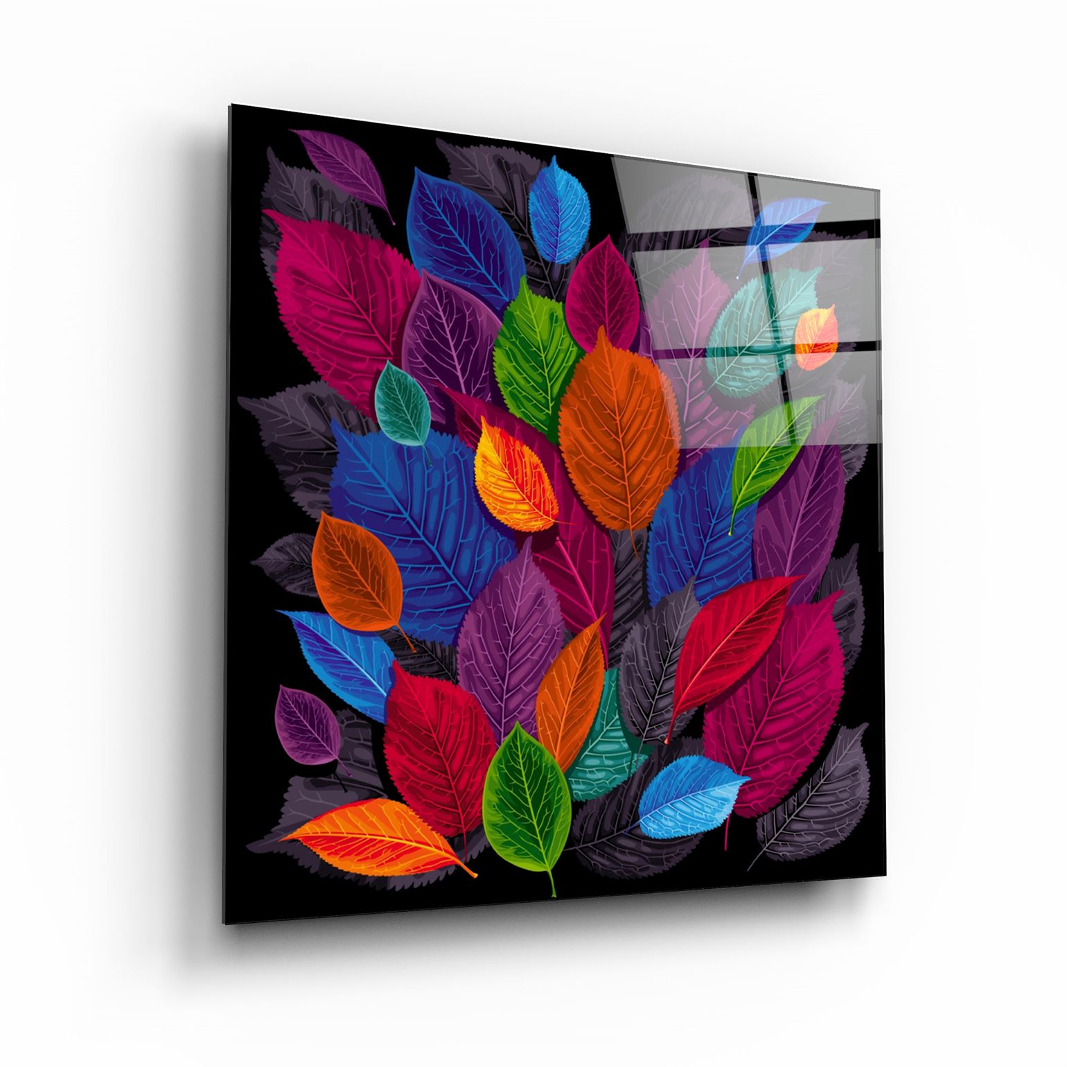 ・"Leaf Feast"・Glass Wall Art | Artdesigna Glass Printing Wall Arts.