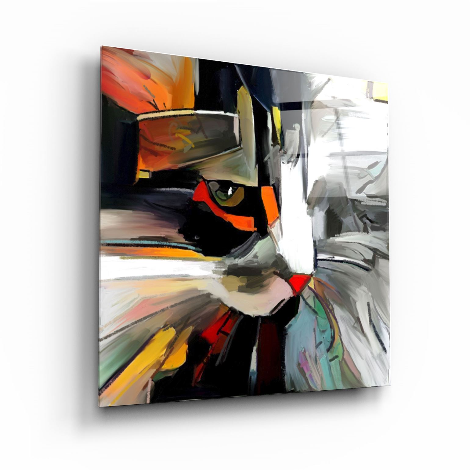 ・"Abstract Cat"・Glass Wall Art | Artdesigna Glass Printing Wall Arts.