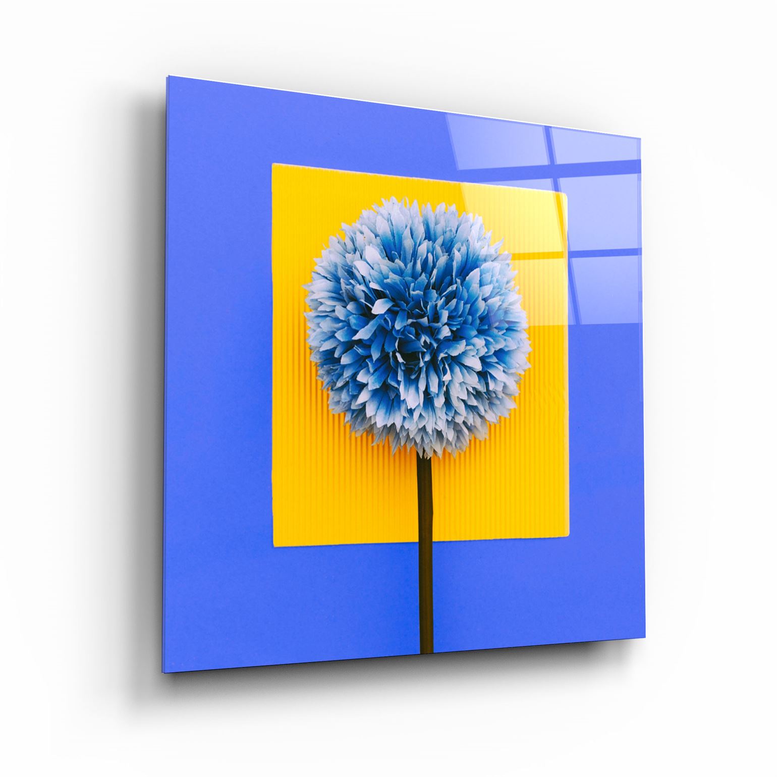 ・"Blue Flower"・Glass Wall Art | Artdesigna Glass Printing Wall Arts.