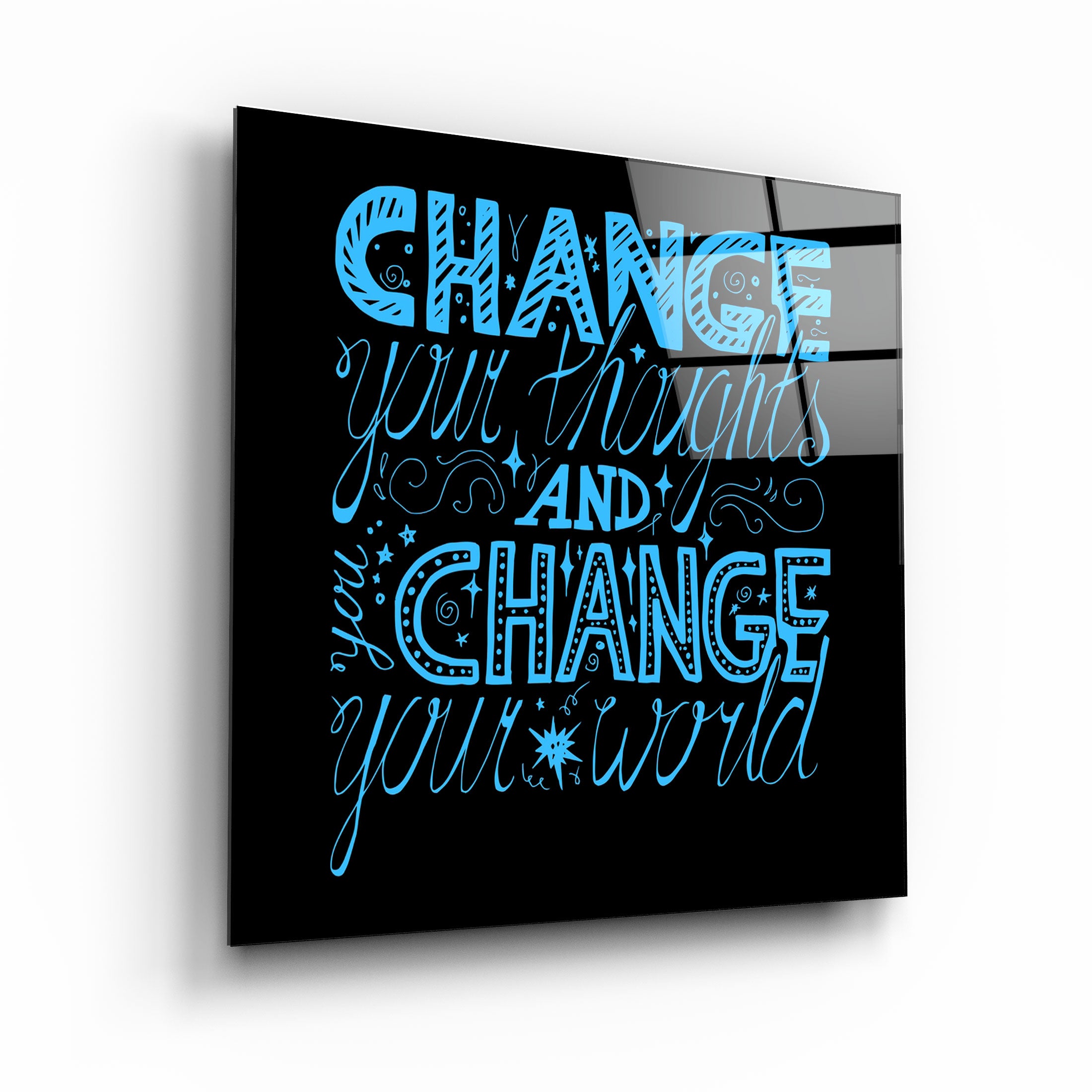・"Change Your World - Blue"・Glass Wall Art | Artdesigna Glass Printing Wall Arts.