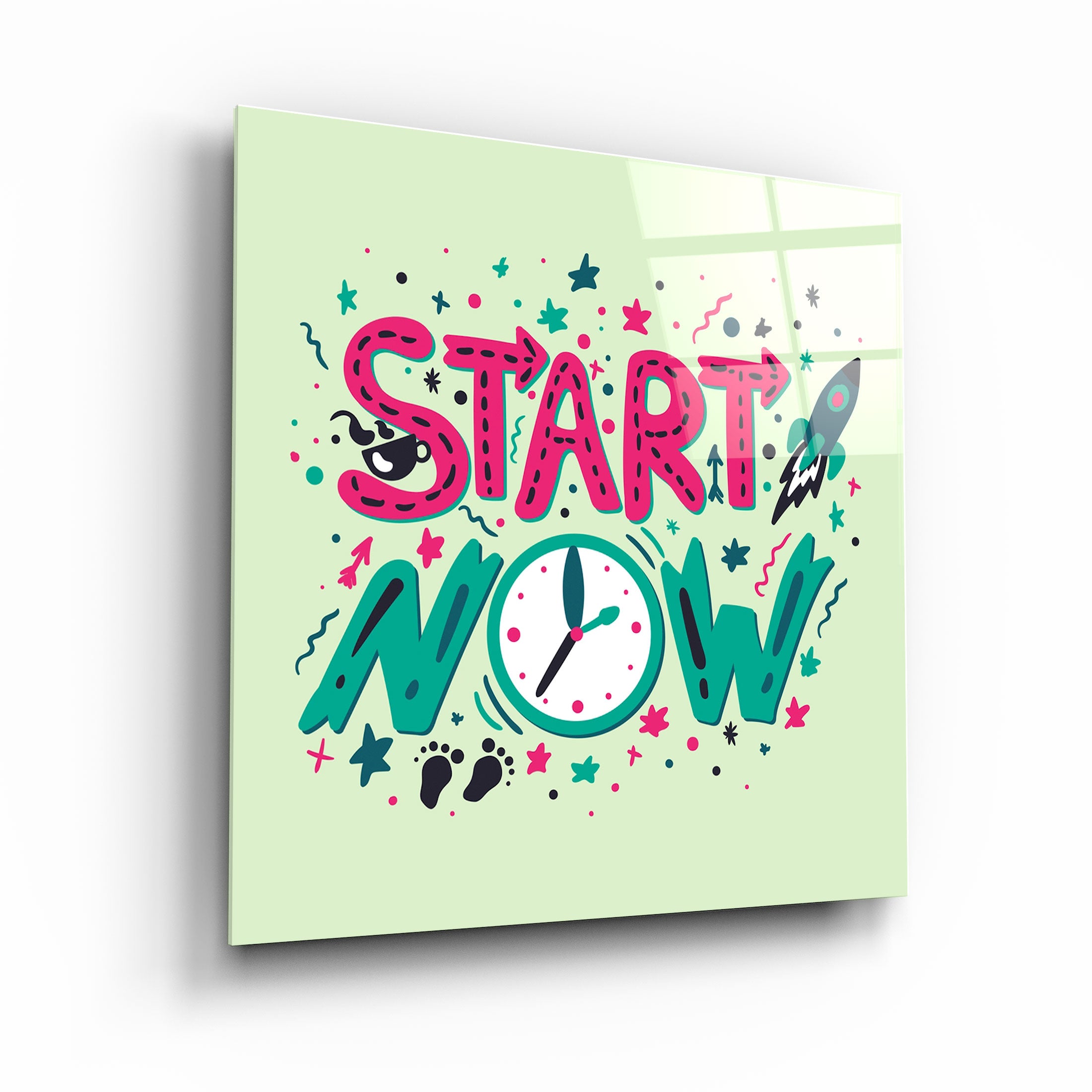 ・"Start Now"・Glass Wall Art | Artdesigna Glass Printing Wall Arts.