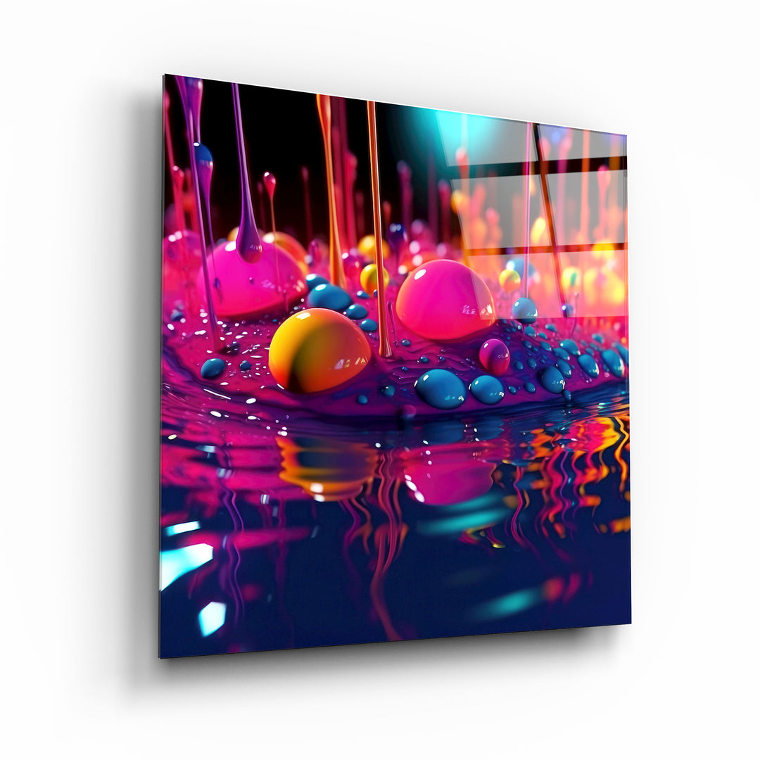 ."Paint Drops V2". Designers Collection Glass Wall Art
