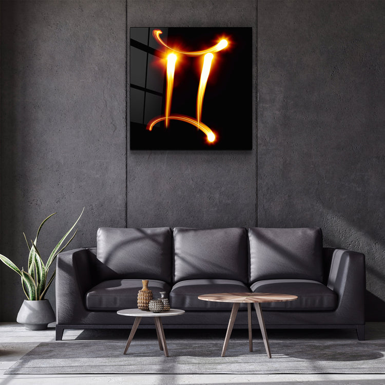 ."Gemini Zodiac Symbol". Glass Wall Art | Artdesigna Glass Printing Wall Arts.