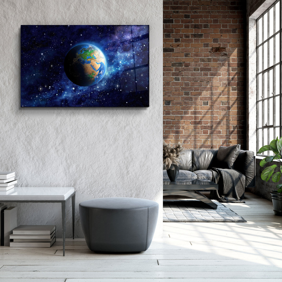 ・"Earth In Space"・Glass Wall Art | Artdesigna Glass Printing Wall Arts.