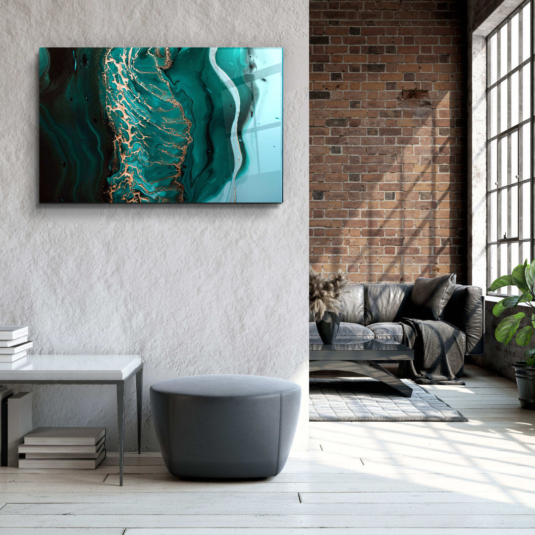 ・"Marble Collection H26 - Ocean"・Glass Wall Art