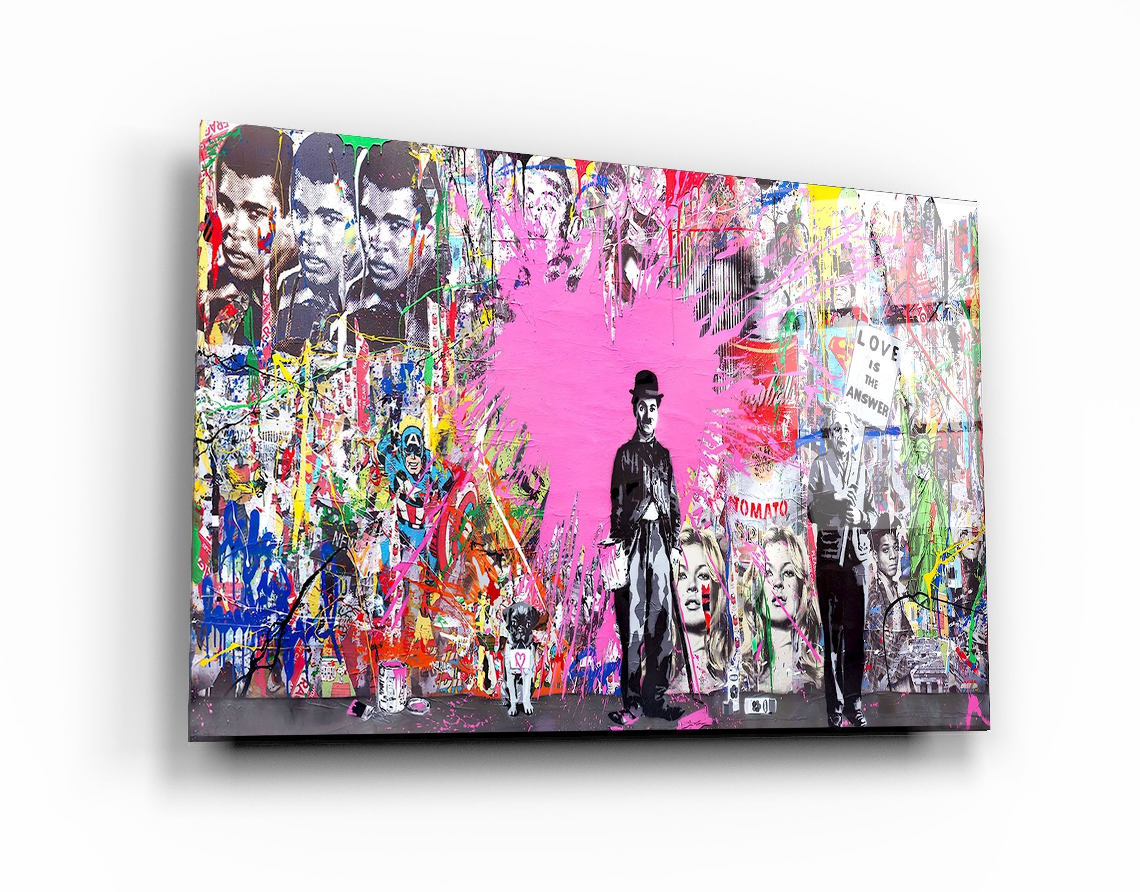 ・" BANKSY Pink Love"・Glass Wall Art | Artdesigna Glass Printing Wall Arts.