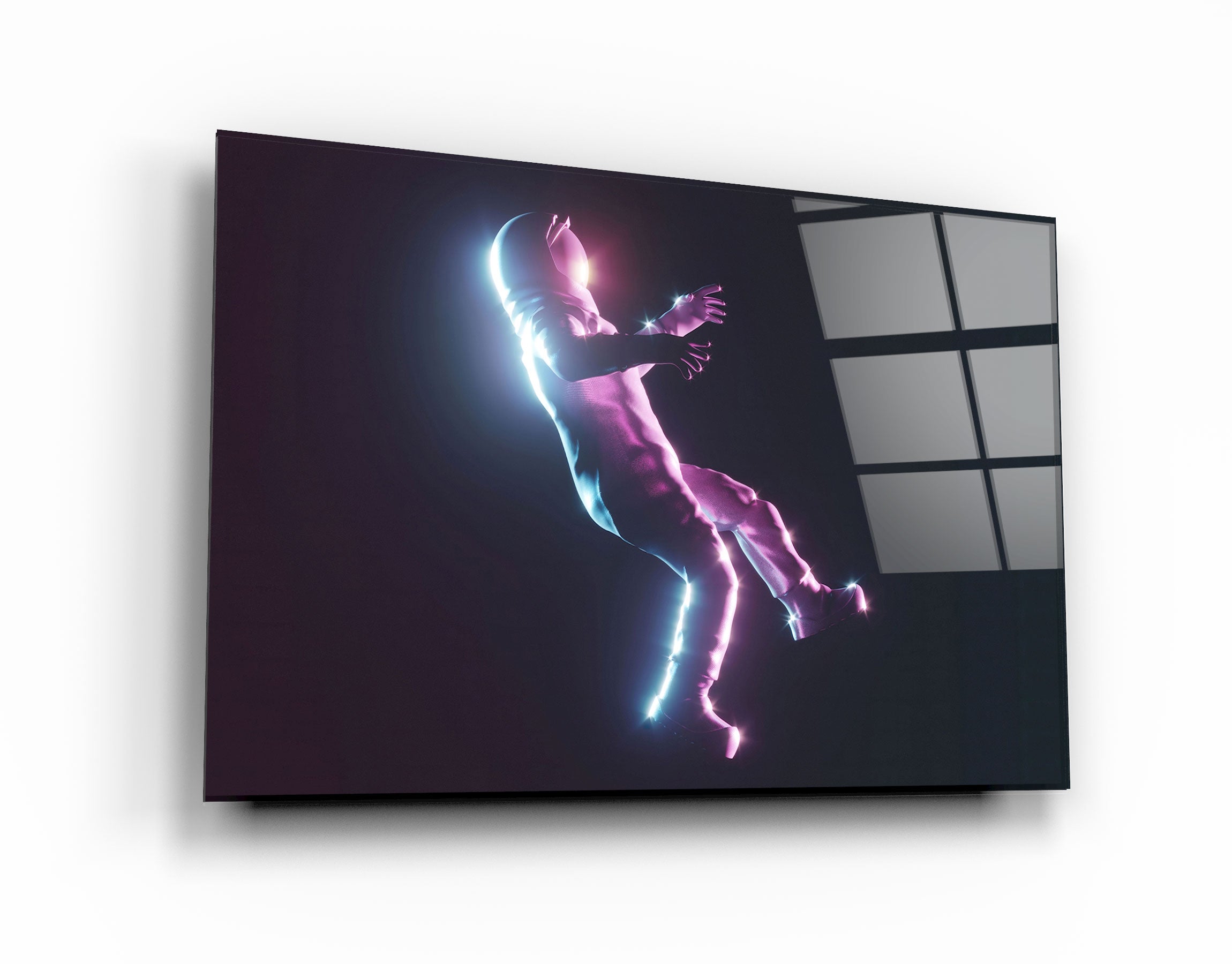 ・"Astronaut Neon"・Glass Wall Art | Artdesigna Glass Printing Wall Arts.