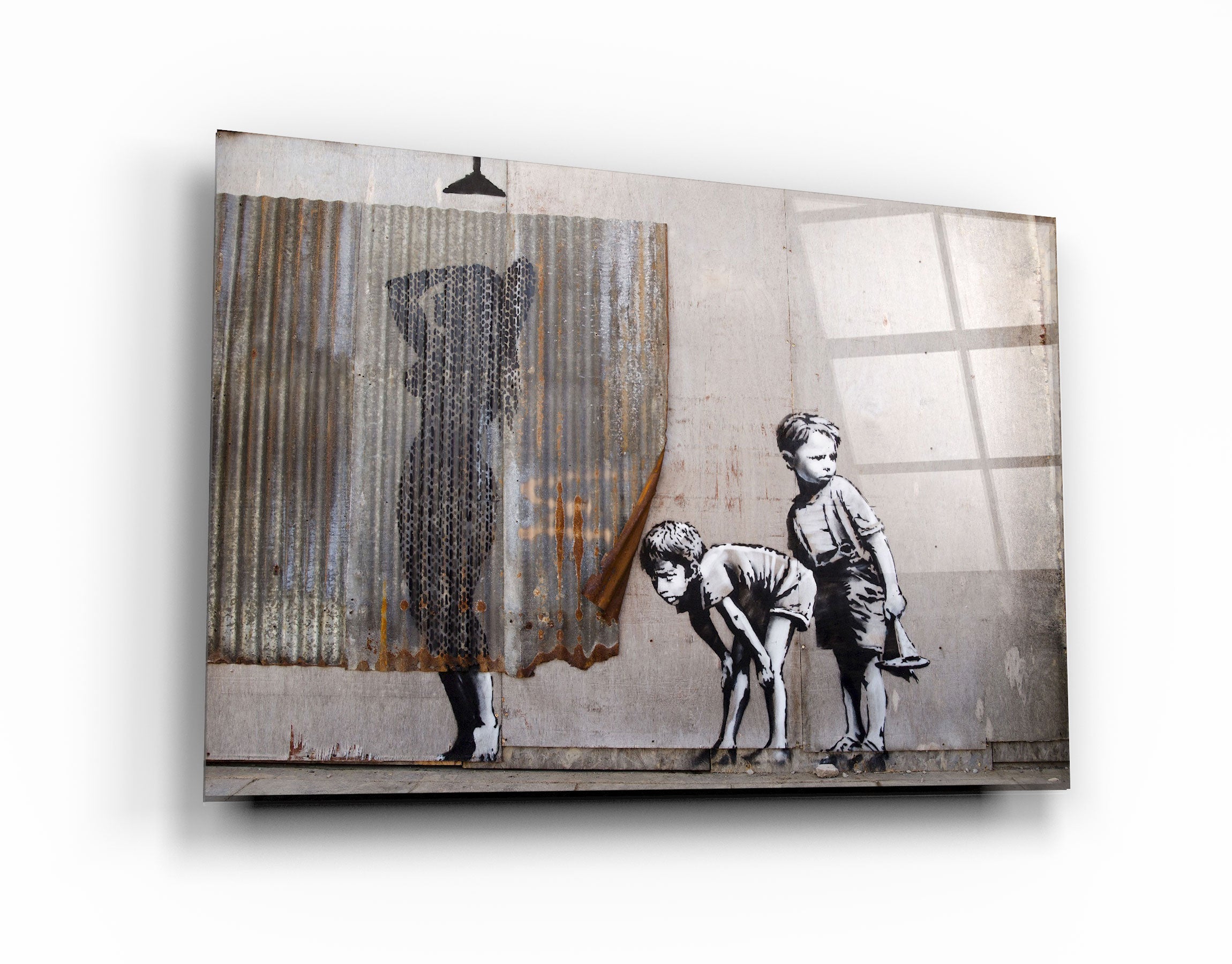 ・"Banksy - Spying Boyz"・Glass Wall Art | Artdesigna Glass Printing Wall Arts.