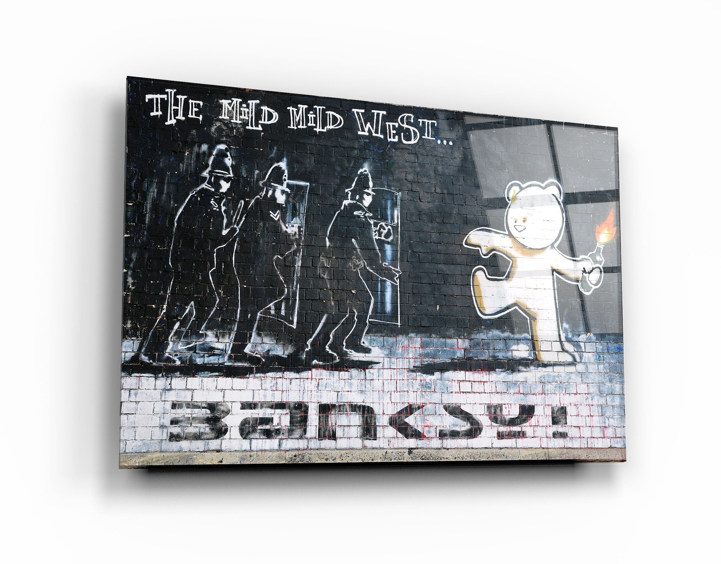 ・"Banksy - The Mild Mild West"・Glass Wall Art | Artdesigna Glass Printing Wall Arts.