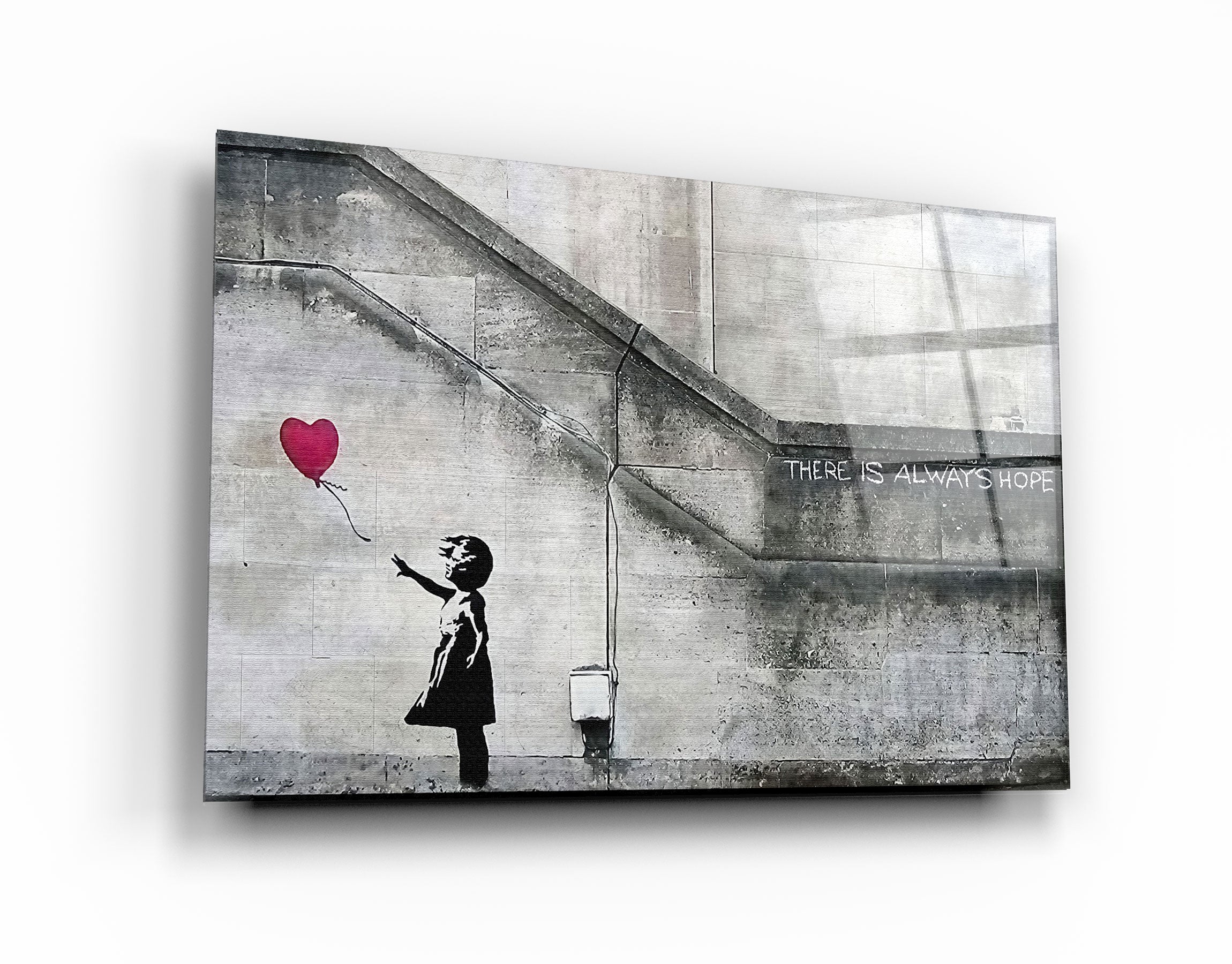 ・"Banksy - Hope - Girl with Balloon"・Glass Wall Art | Artdesigna Glass Printing Wall Arts.
