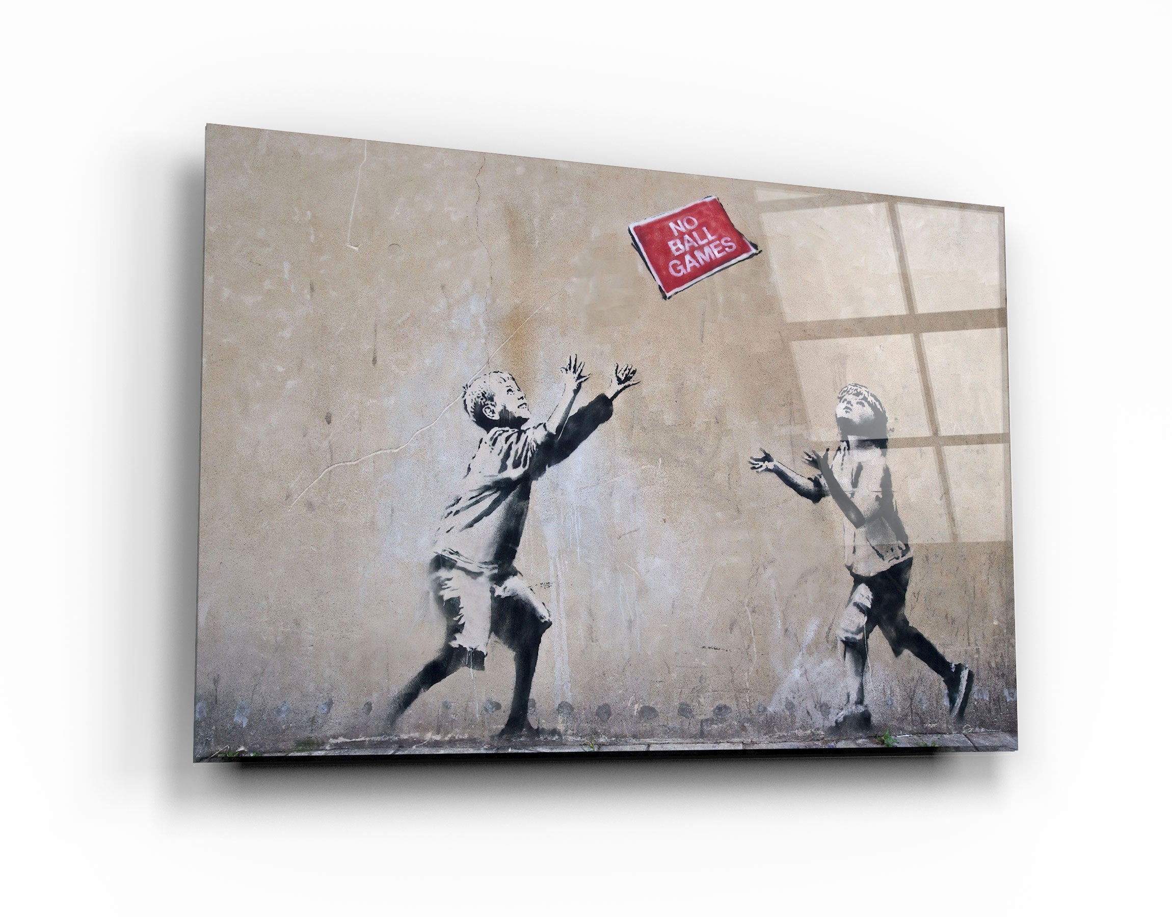 ・"Banksy - No Ball Games"・Glass Wall Art | Artdesigna Glass Printing Wall Arts.