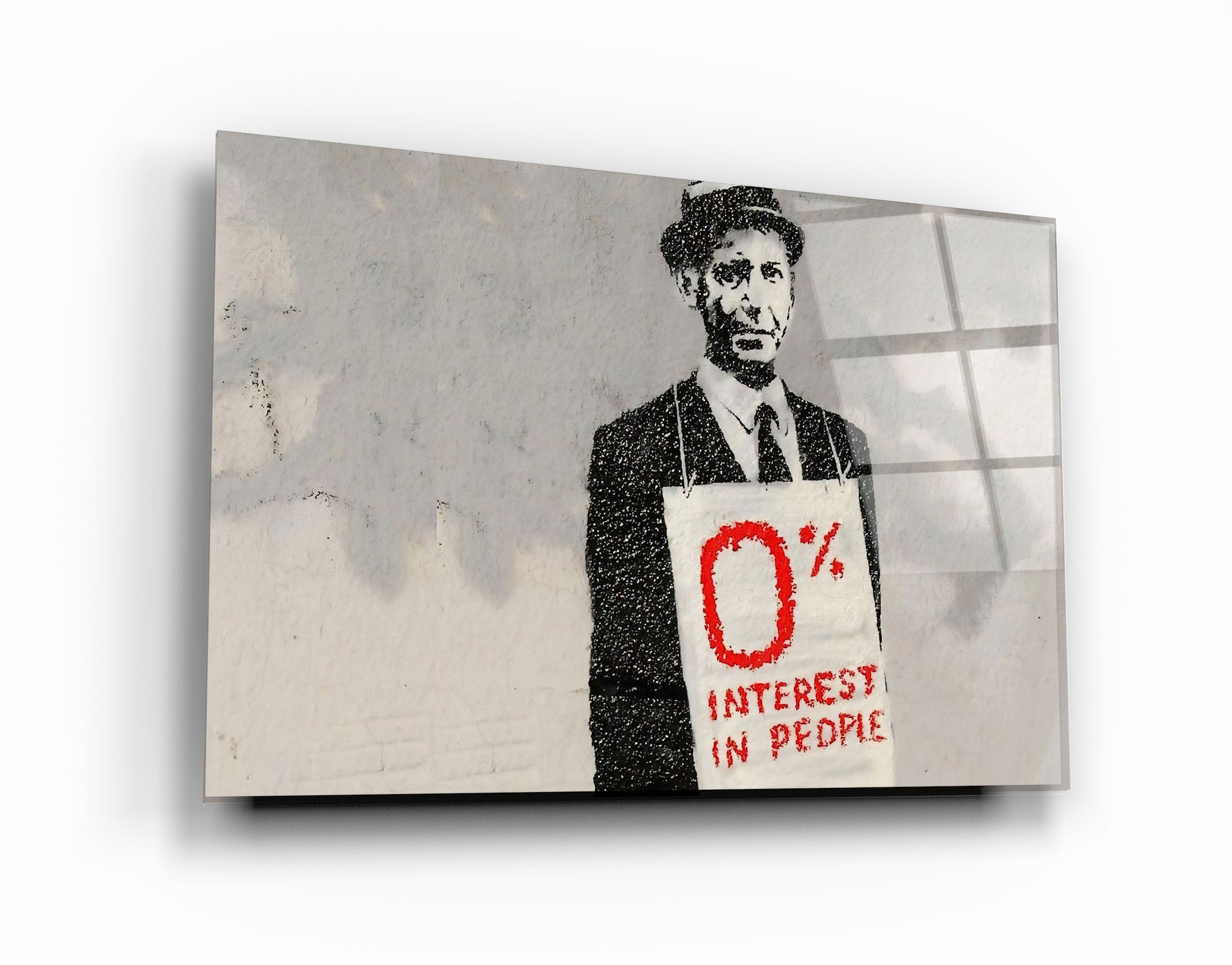 ・"Banksy - Zero Percent Interest"・Glass Wall Art | Artdesigna Glass Printing Wall Arts.