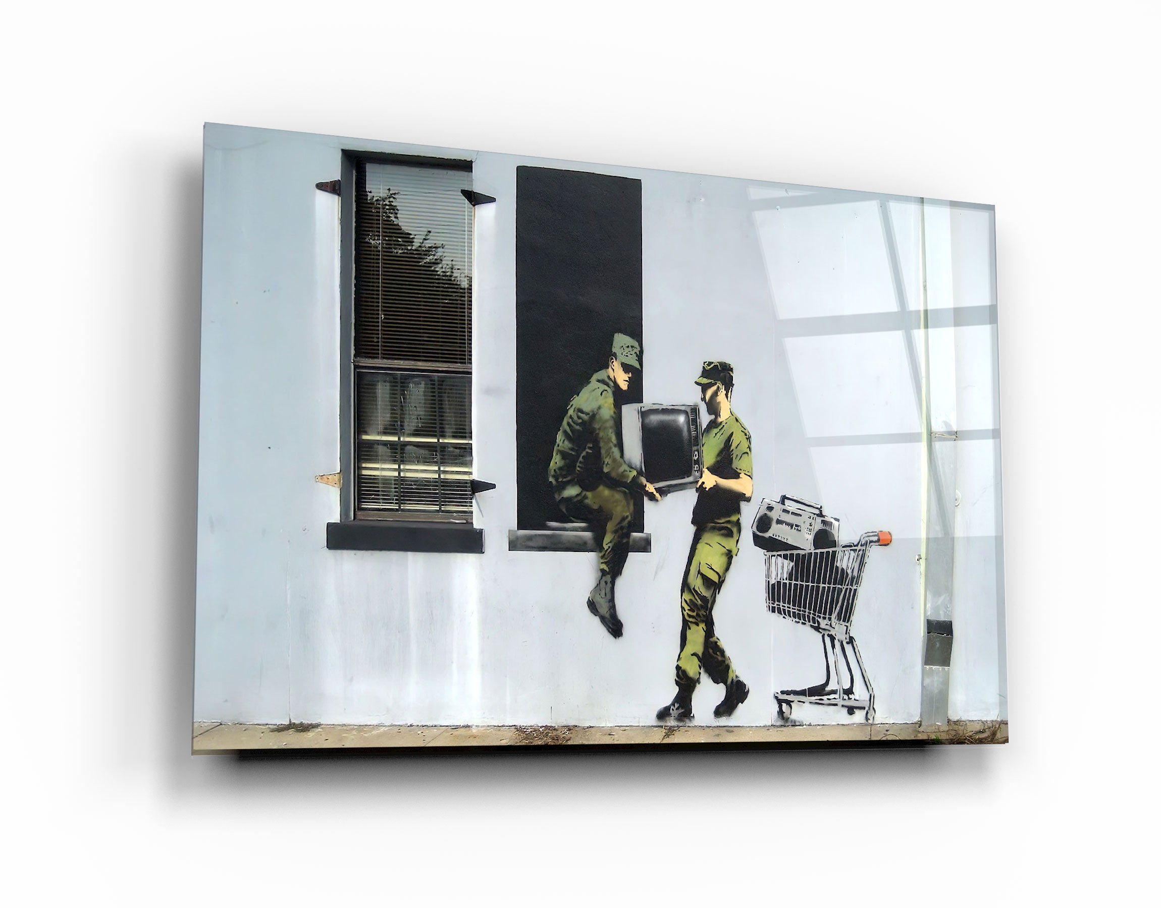 ・"Banksy - Looting Soldiers"・Glass Wall Art | Artdesigna Glass Printing Wall Arts.