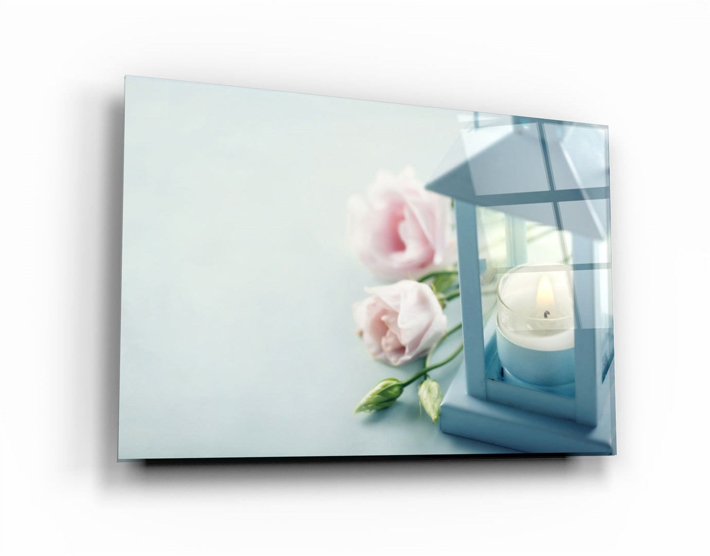 ・"Candle & Rose"・Glass Wall Art | Artdesigna Glass Printing Wall Arts.