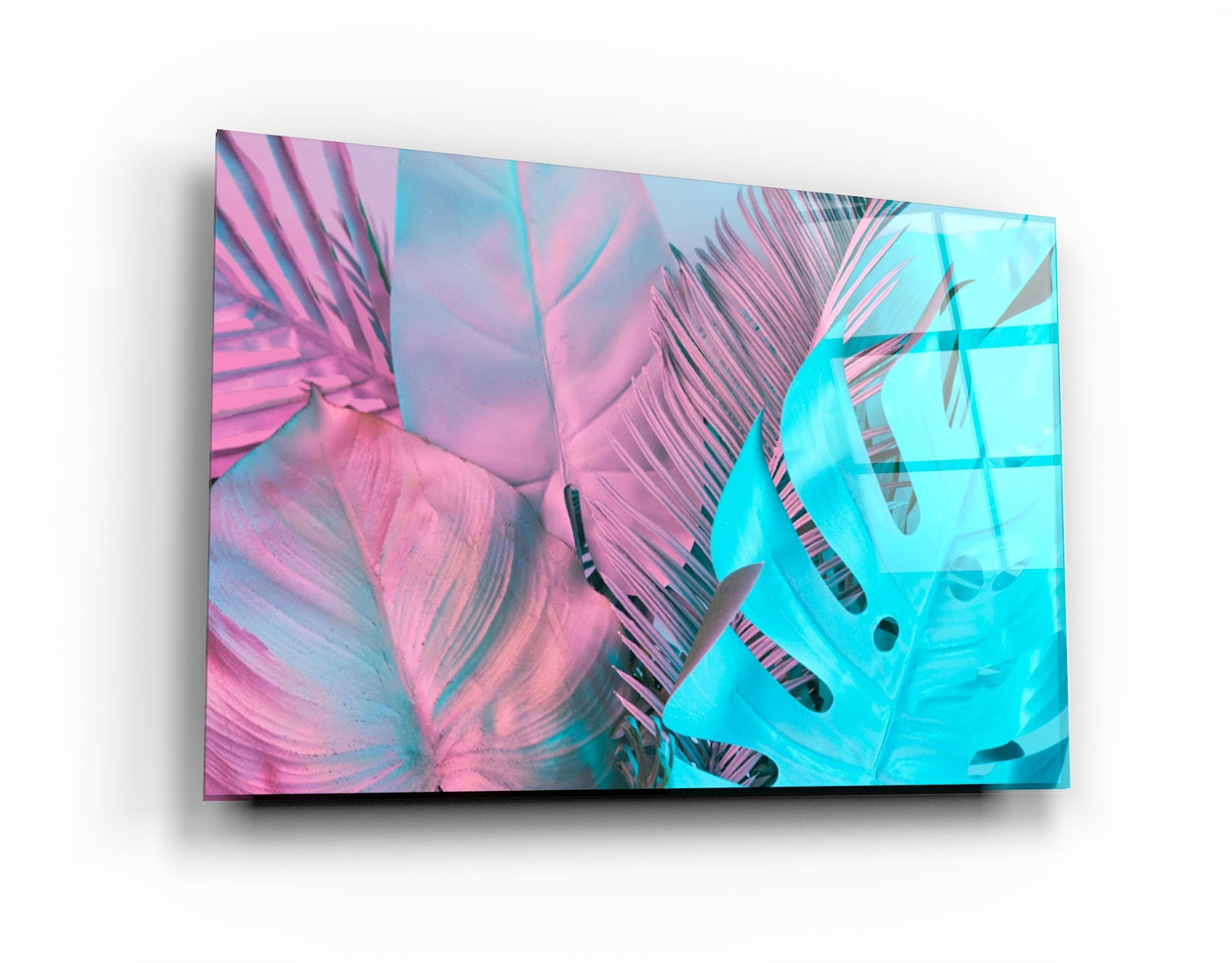 ・"Tropical Leaf"・Glass Wall Art | Artdesigna Glass Printing Wall Arts.