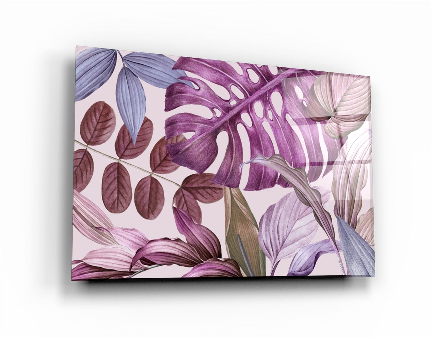 ・"Tropical Leaves"・Glass Wall Art | Artdesigna Glass Printing Wall Arts.