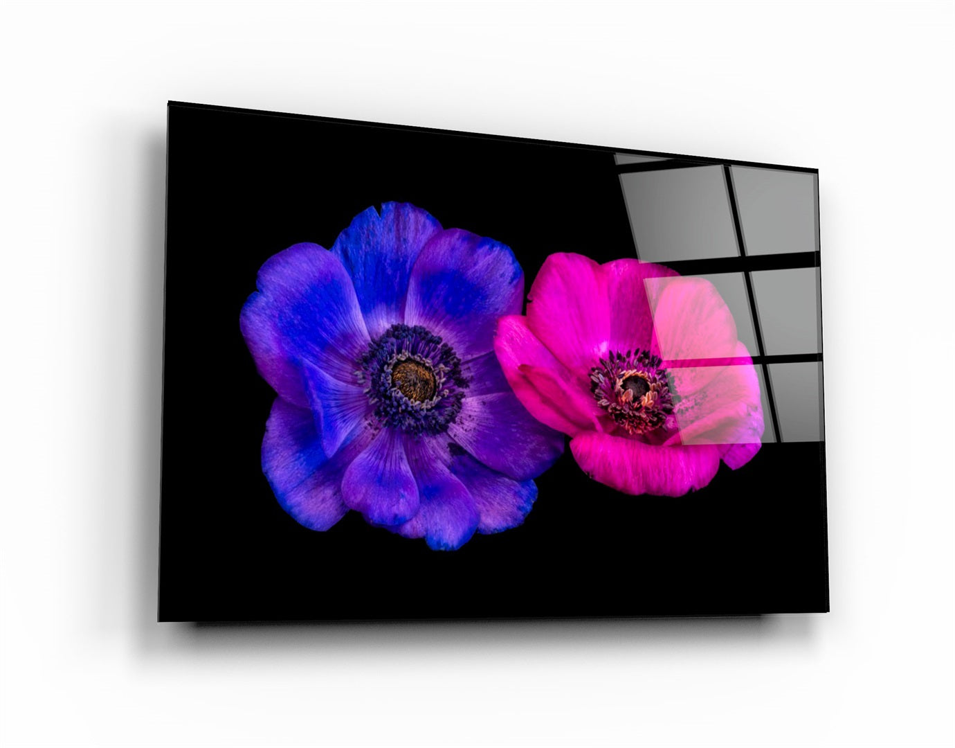 ・"Blue and Pink Flowers"・Glass Wall Art | Artdesigna Glass Printing Wall Arts.