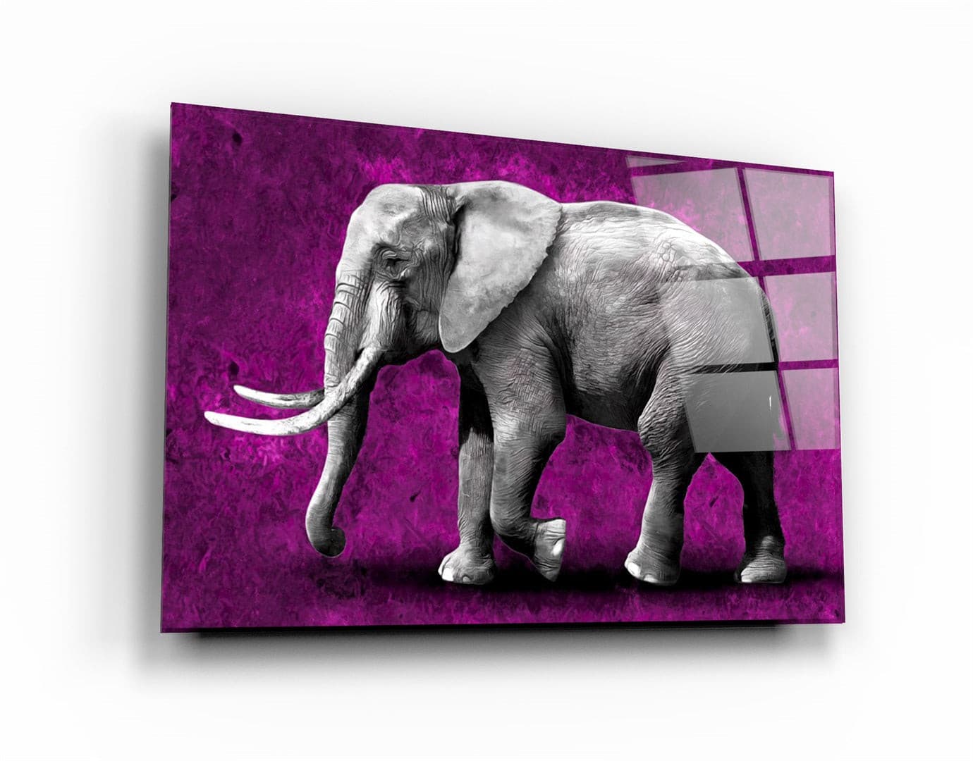 ・"Elephant Purple"・Glass Wall Art | Artdesigna Glass Printing Wall Arts.