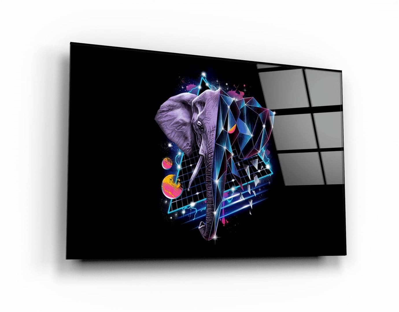 ・"Elephant Neo"・Glass Wall Art | Artdesigna Glass Printing Wall Arts.