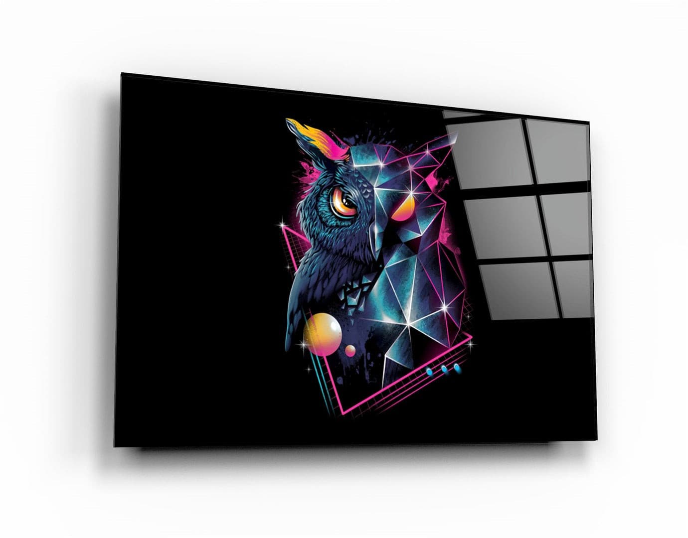 ・"Owl Neo"・Glass Wall Art | Artdesigna Glass Printing Wall Arts.