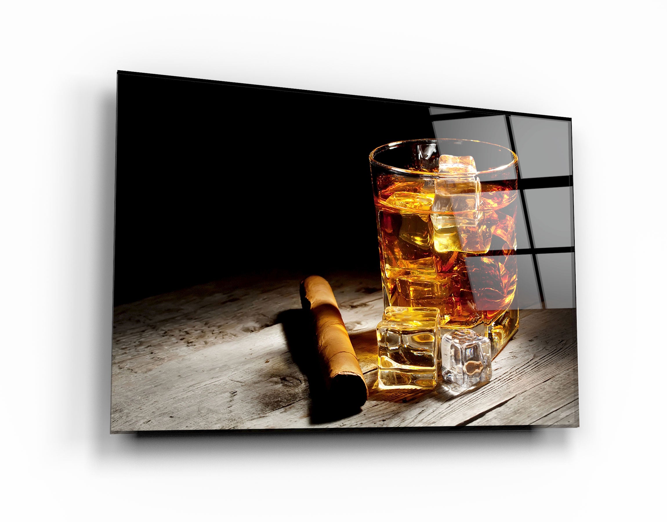・"Cigar, Whiskey, Ice"・Glass Wall Art | Artdesigna Glass Printing Wall Arts.