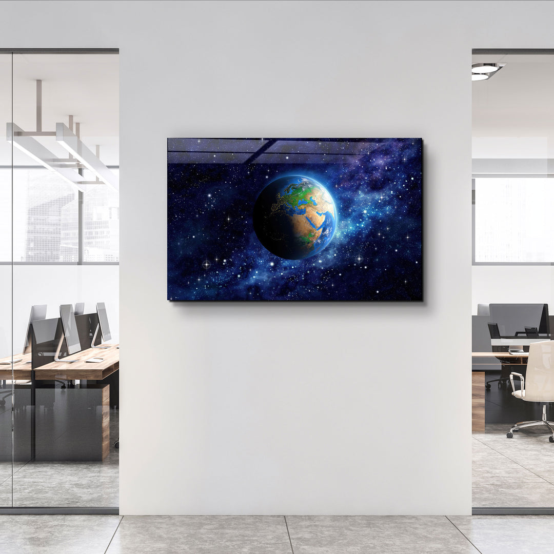 ・"Earth In Space"・Glass Wall Art | Artdesigna Glass Printing Wall Arts.